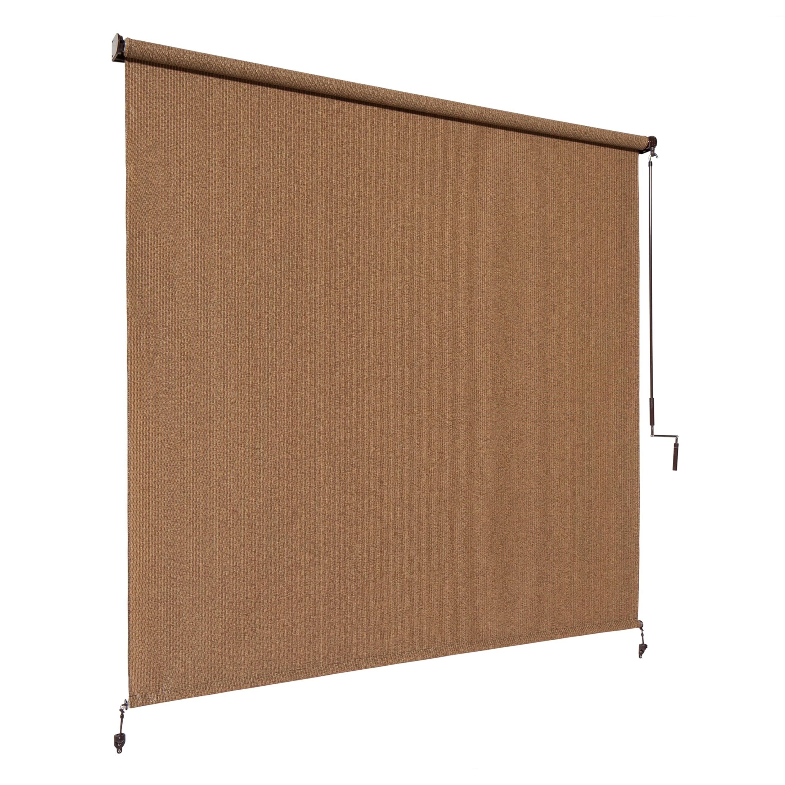 Photo 1 of Coolaroo Outdoor Roller Shade with Wand - 95% UV Block Breathable Light Filtering Shade for Patio or Porch, Fade-Resistant, Easy-Clean Fabric, 10ft x 8ft, Walnut