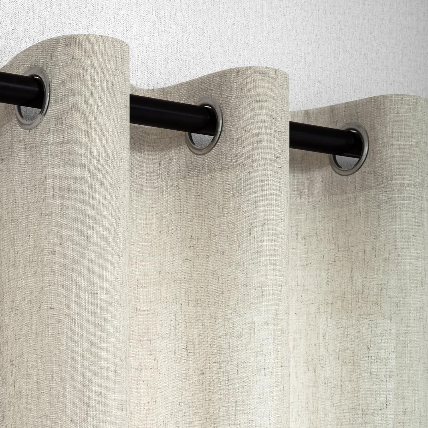 Pitalk Tall Curtains for Large Window Natural Flax Linen Polyester Blended Modern Farmhouse Industrial Semi Sheer Light Filtering Long Curtain for High Living Room 100 Inch Length 2 Panels Tan Beige