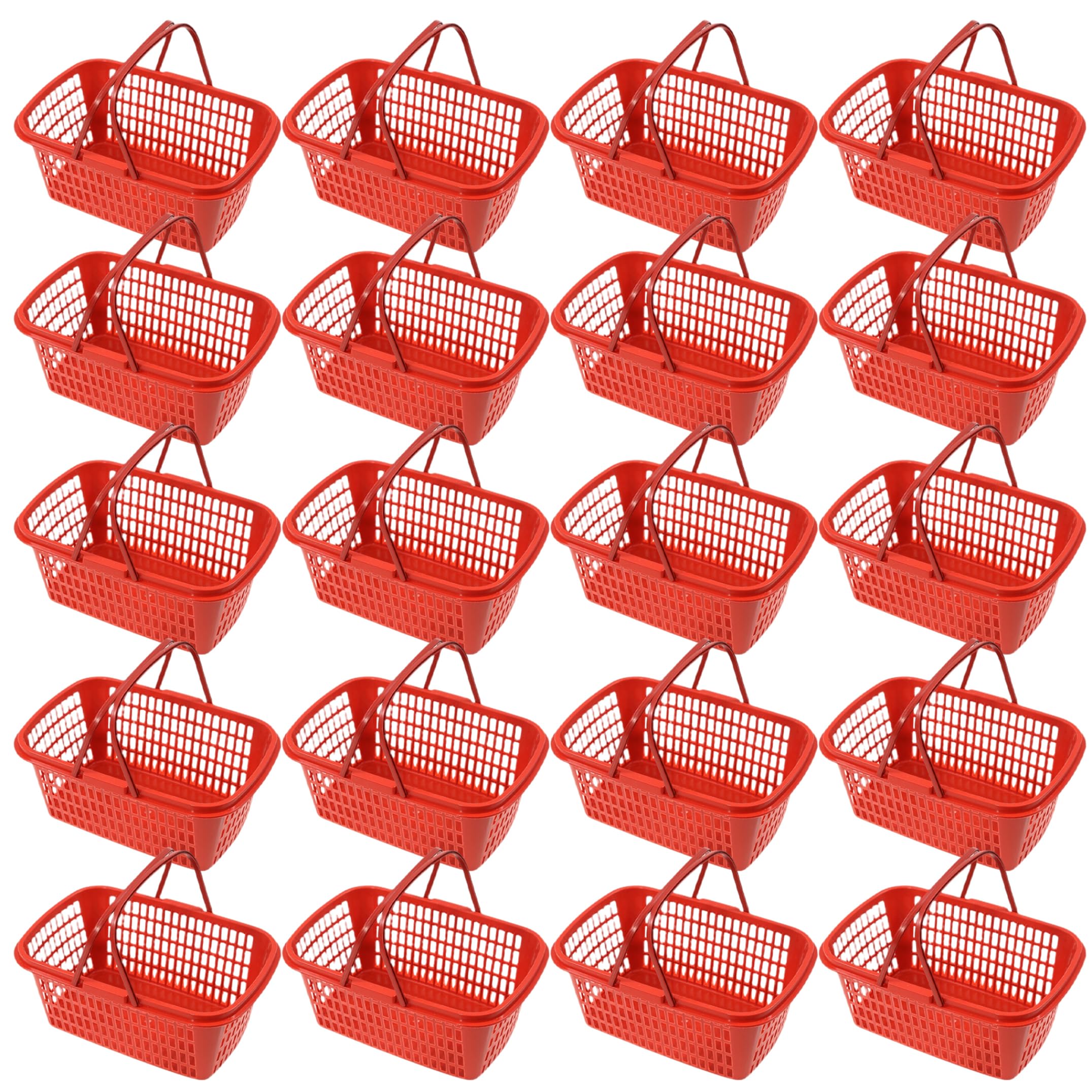 Grtheenumb 20PCS Berry Baskets Hollow-out Strawberry Baskets With Hidden Portable Handle, Ventilated Produce Basket For Garden Harvest & Grocery Shopping - Red