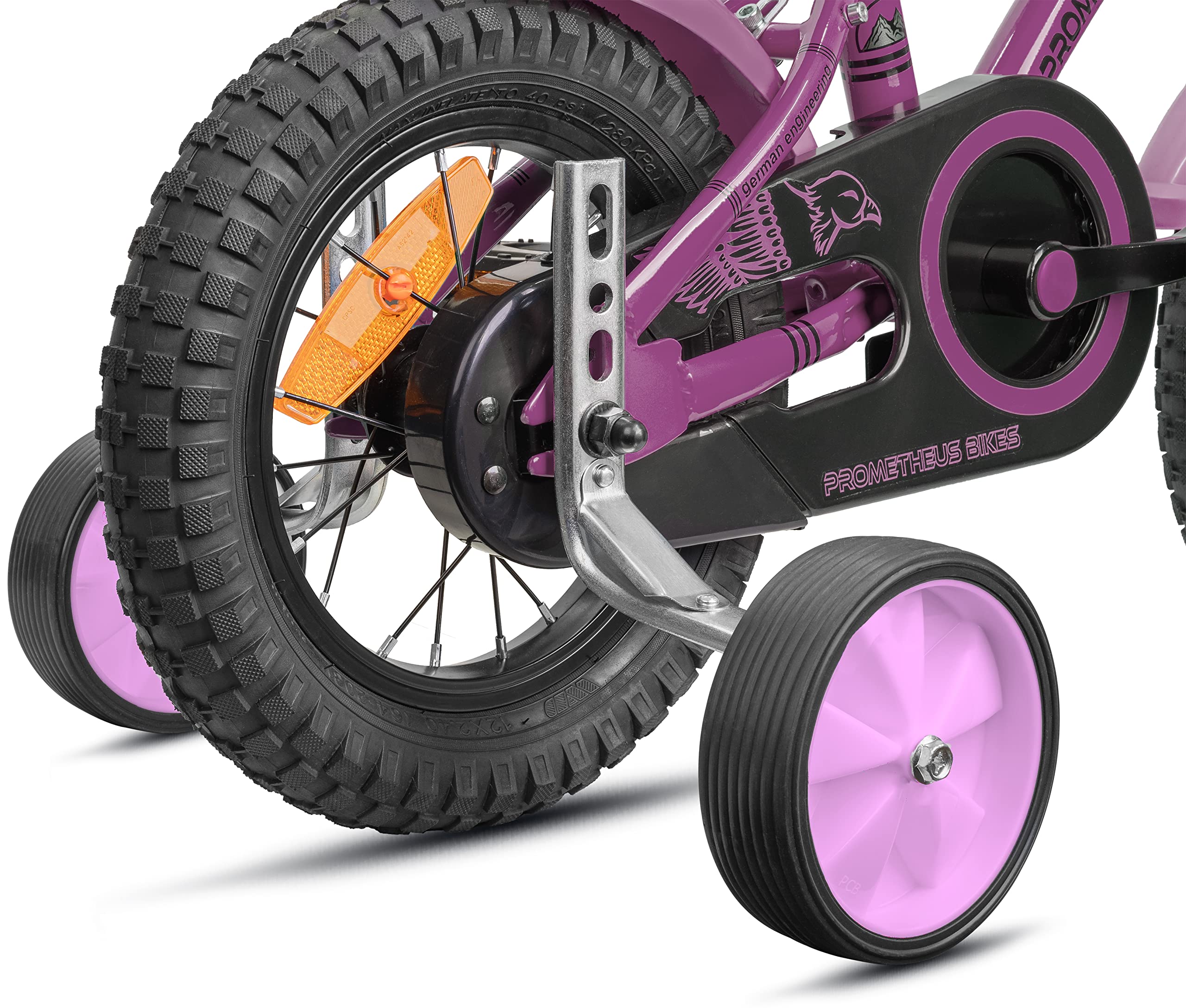 PROMETHEUS BICYCLES Rotelle bici bambino universali 12 14 16 18 pollici | Rotelle per bicicletta bambini | Ruote bici bambino - robusta struttura in acciaio con pneumatici in gomma (Rosa)