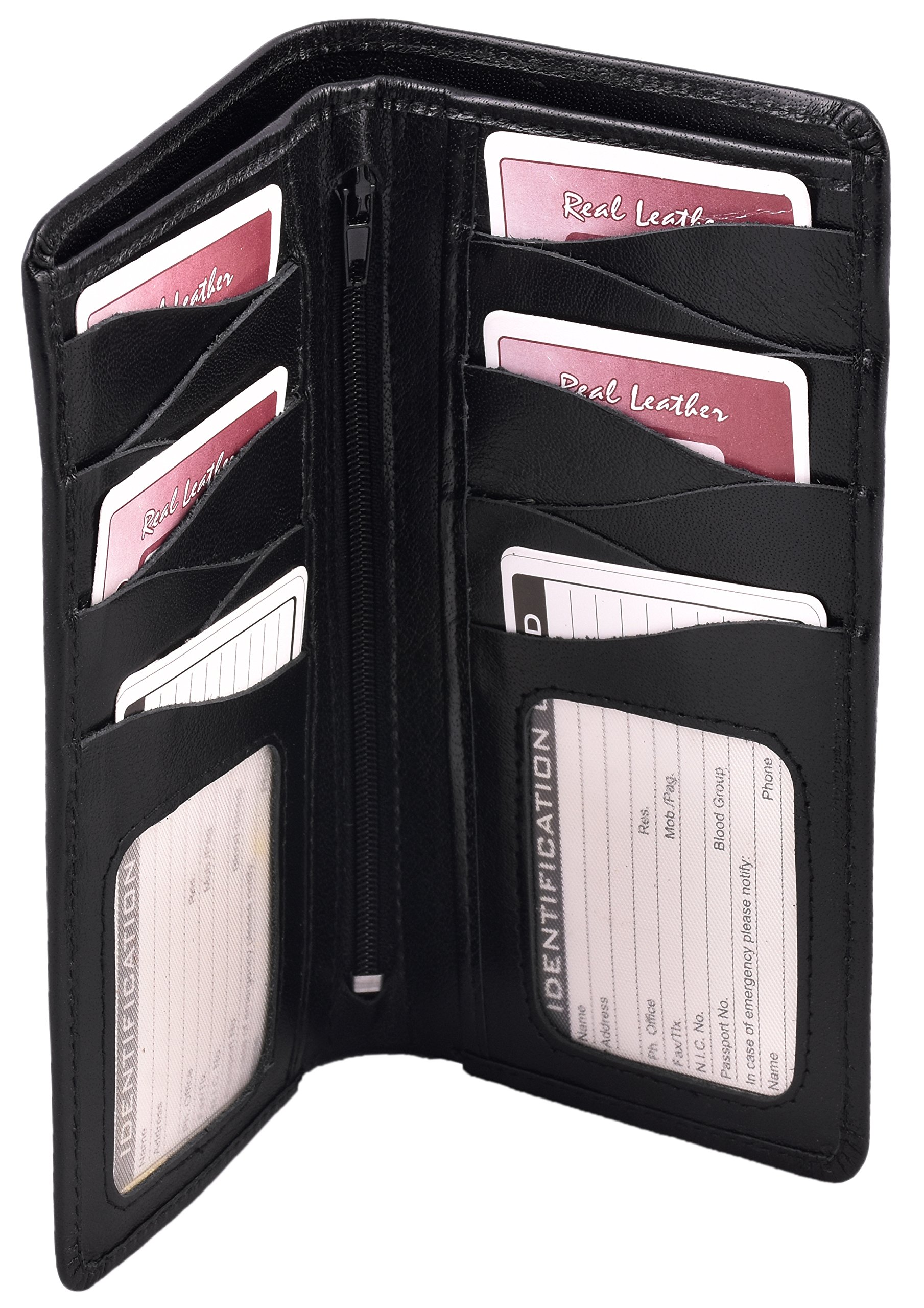 ES Traders Mens Luxury Genuine Original Leather Soft Quality Wallet Bifold Coin Pouch, AA2786, 17 cm, Black