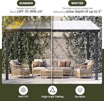 10'x12' Lean to Gazebo with Aluminum Frame