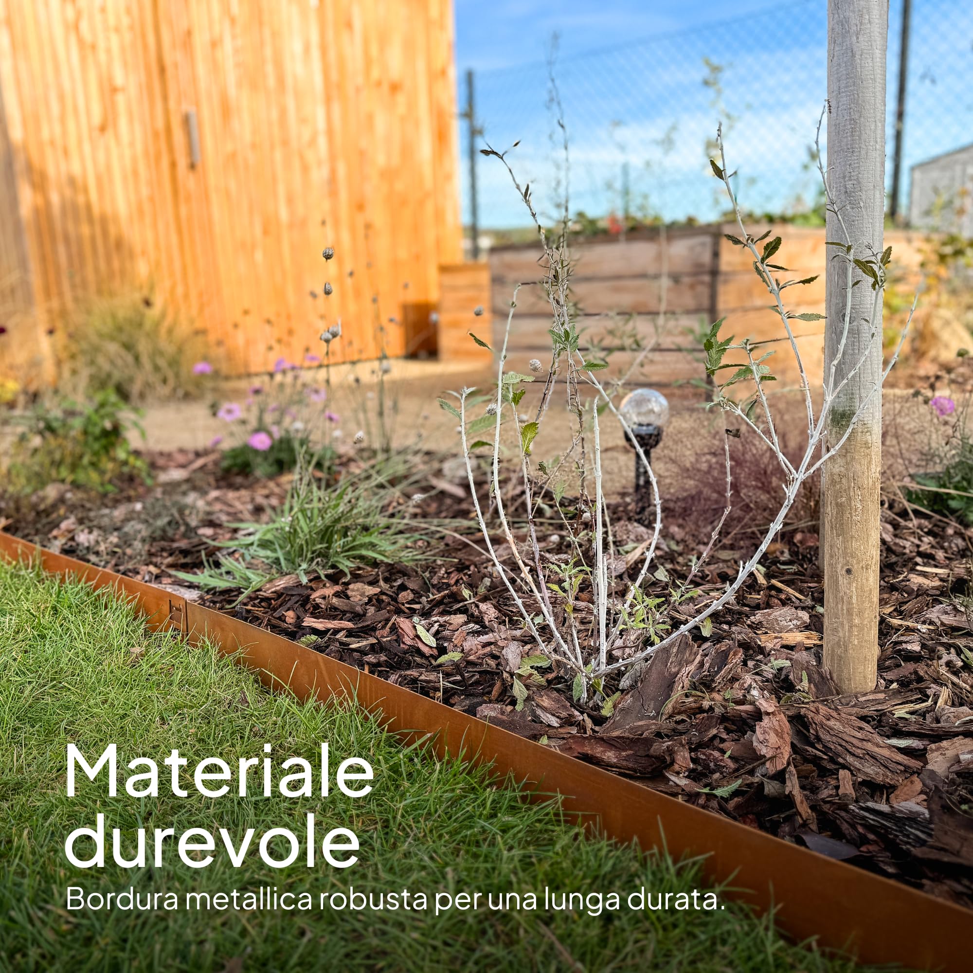UNIGARDIA Bordura Corten per Giardino in Metallo per Prato 5 m - Bordatura Aiuole Giardino Alta 185 mm - Bordure per Aiuole Flessibile, Corten