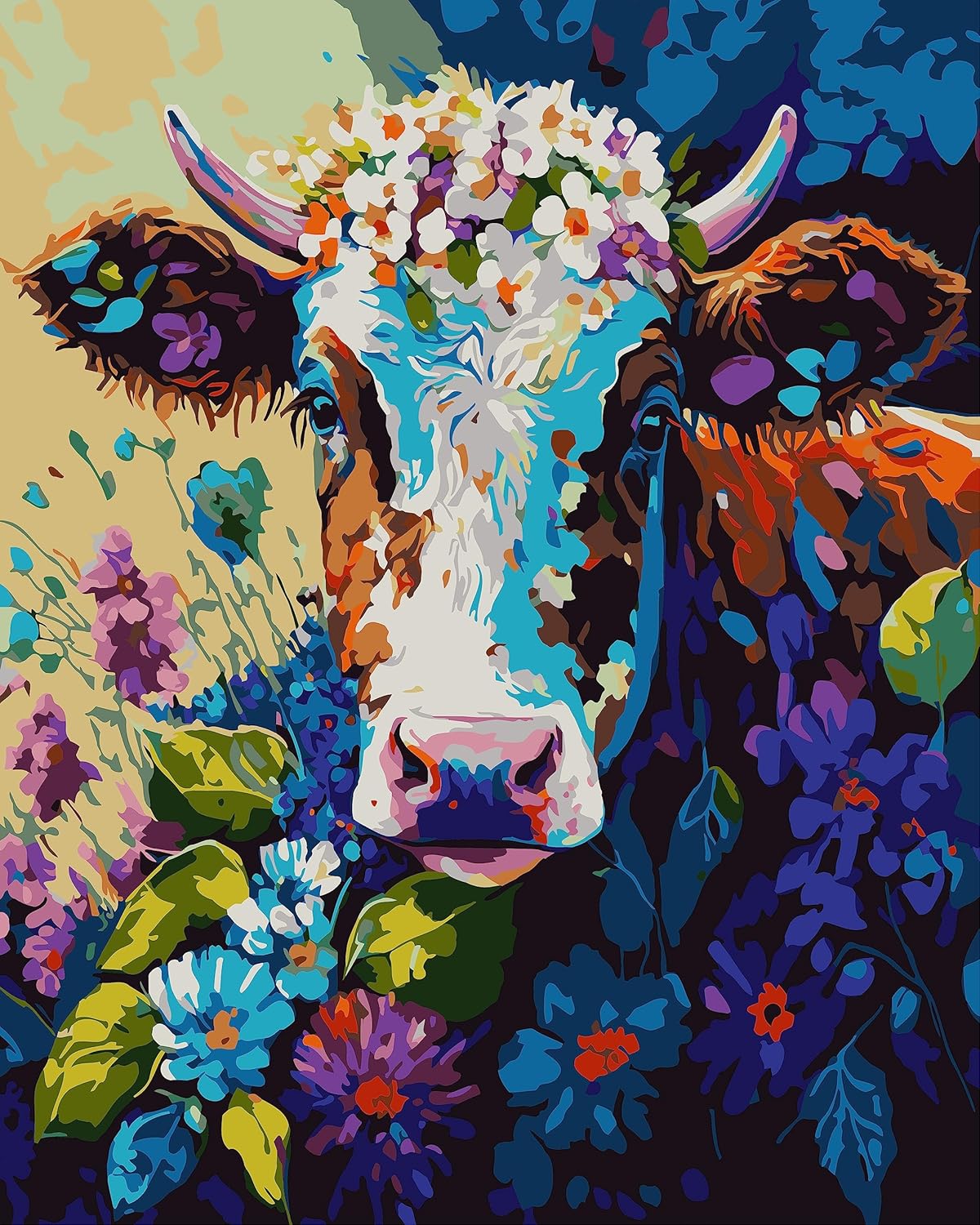 Cow Paint by Number for Adults, Colorful Cow Paintworks