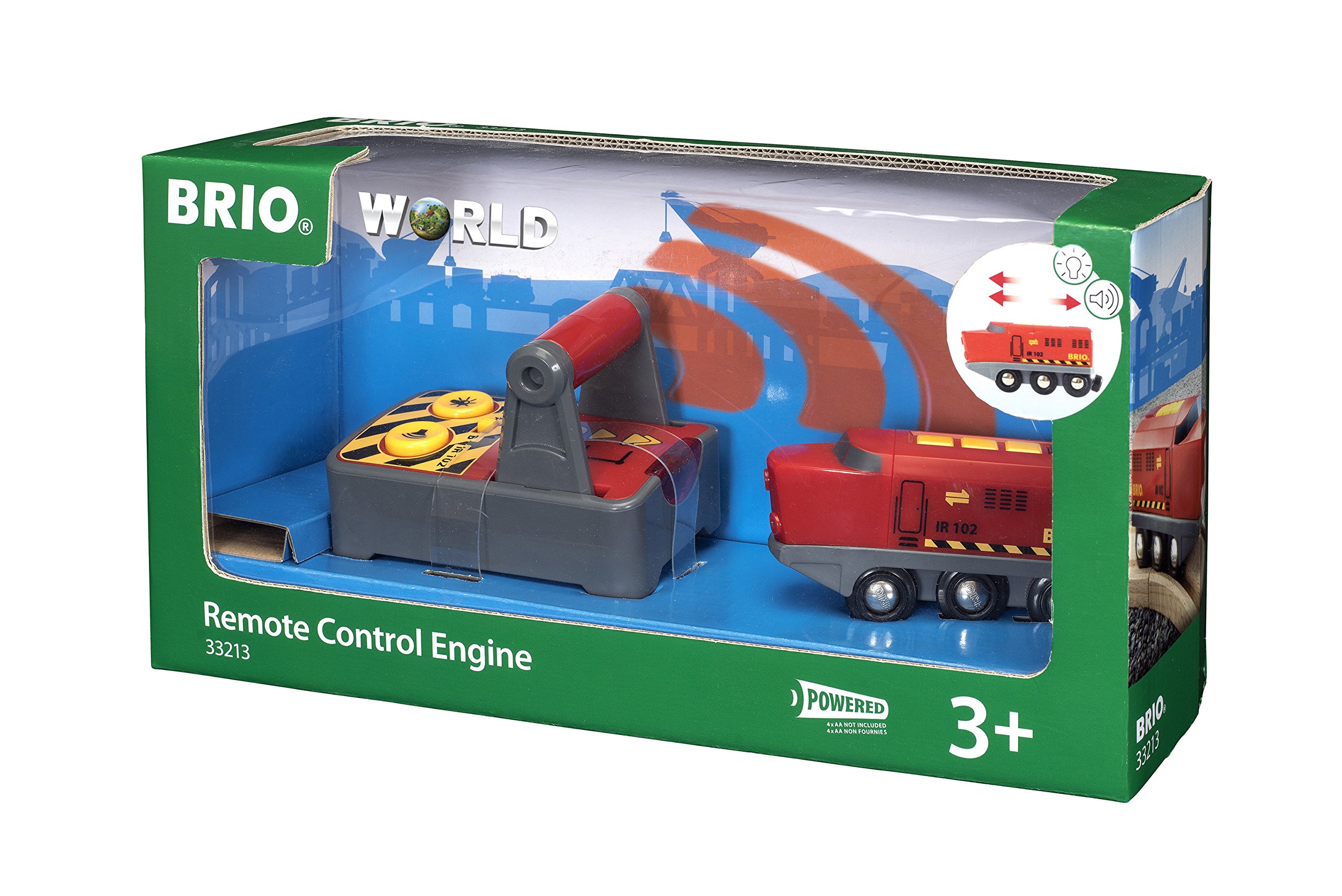 BRIO World 33213 IR-Frachtlok – Elektrische Lokomotive mit Fernsteuerung – Zubehör für die BRIO World & World 33757 Hebebrücke – Eisenbahnzubehör für die BRIO Holzeisenbahn