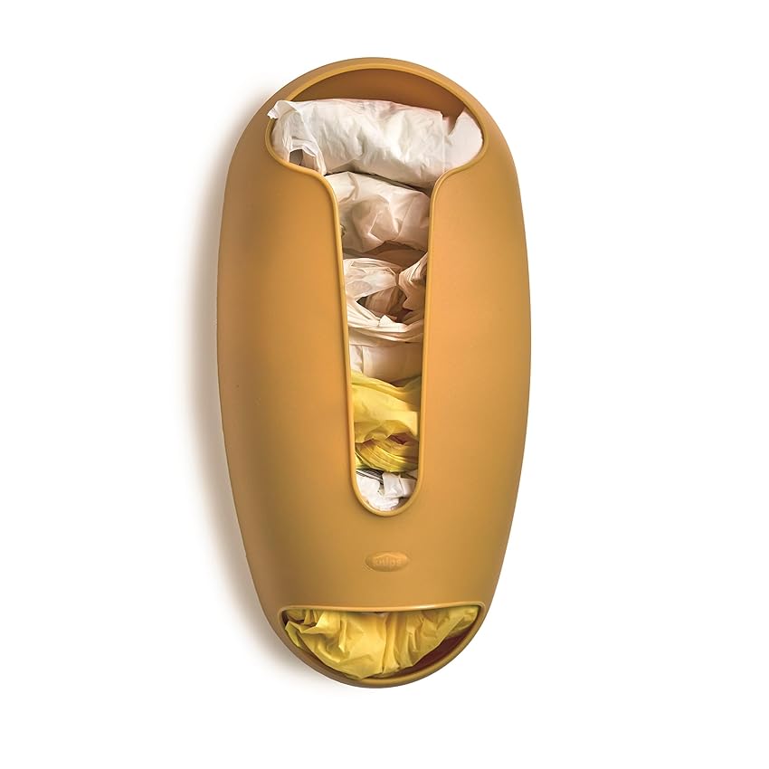 Snips Porta Sacchetti, Supporto Organizer Sacchetti di Plastica, Supporto da Parete per Borse, Organizzatore Sacchetti per la Spesa e i Rifiuti, 28,5 x 14 x 8, Senape, Made in Italy