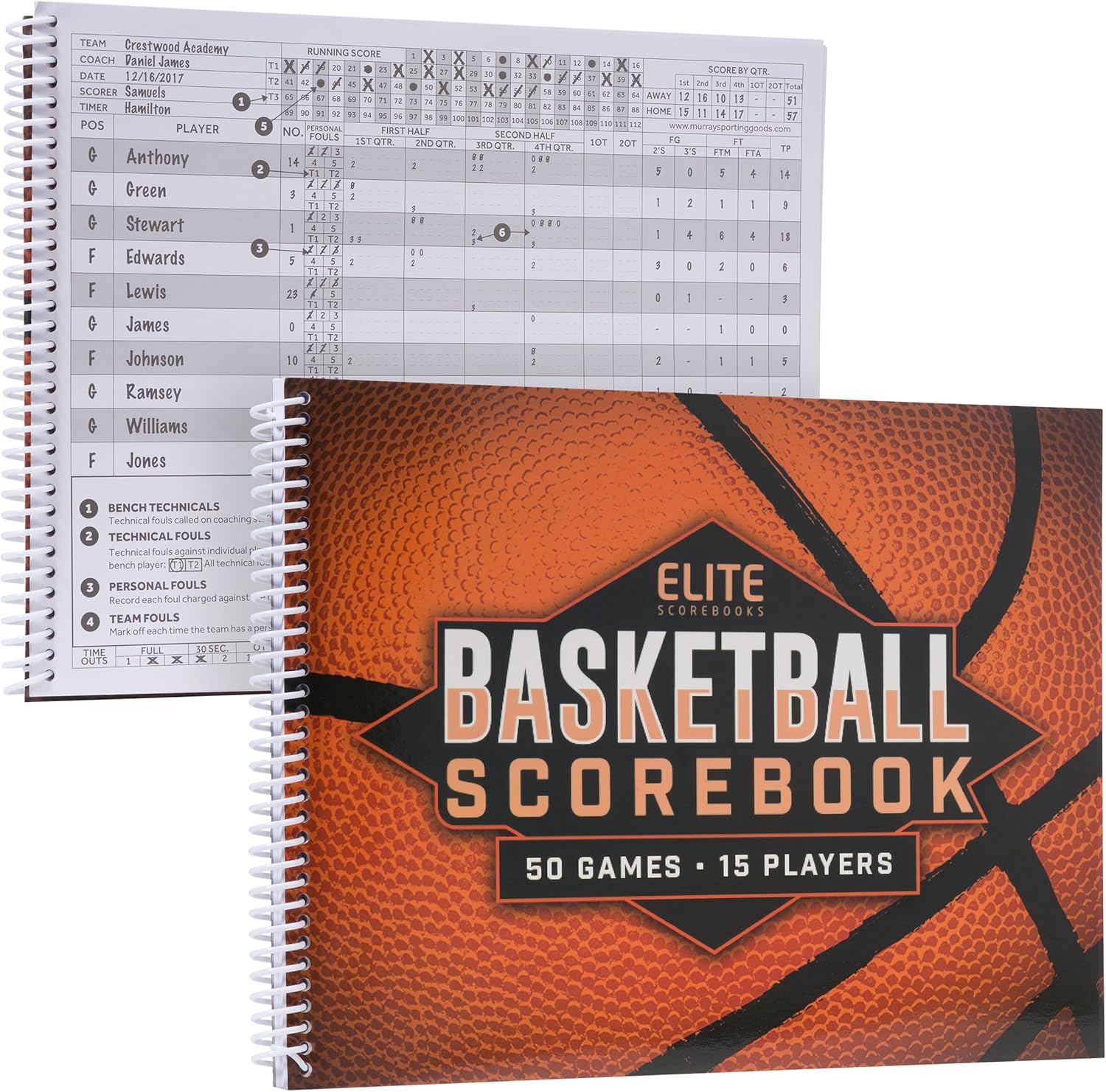 Basketball Scorebook - 50 Games Score Book Side by Side Score Keeping Book for Stats | Basketball Stat Tracking Book - High School, Middle School, Little League for Scorekeepers - Image 5