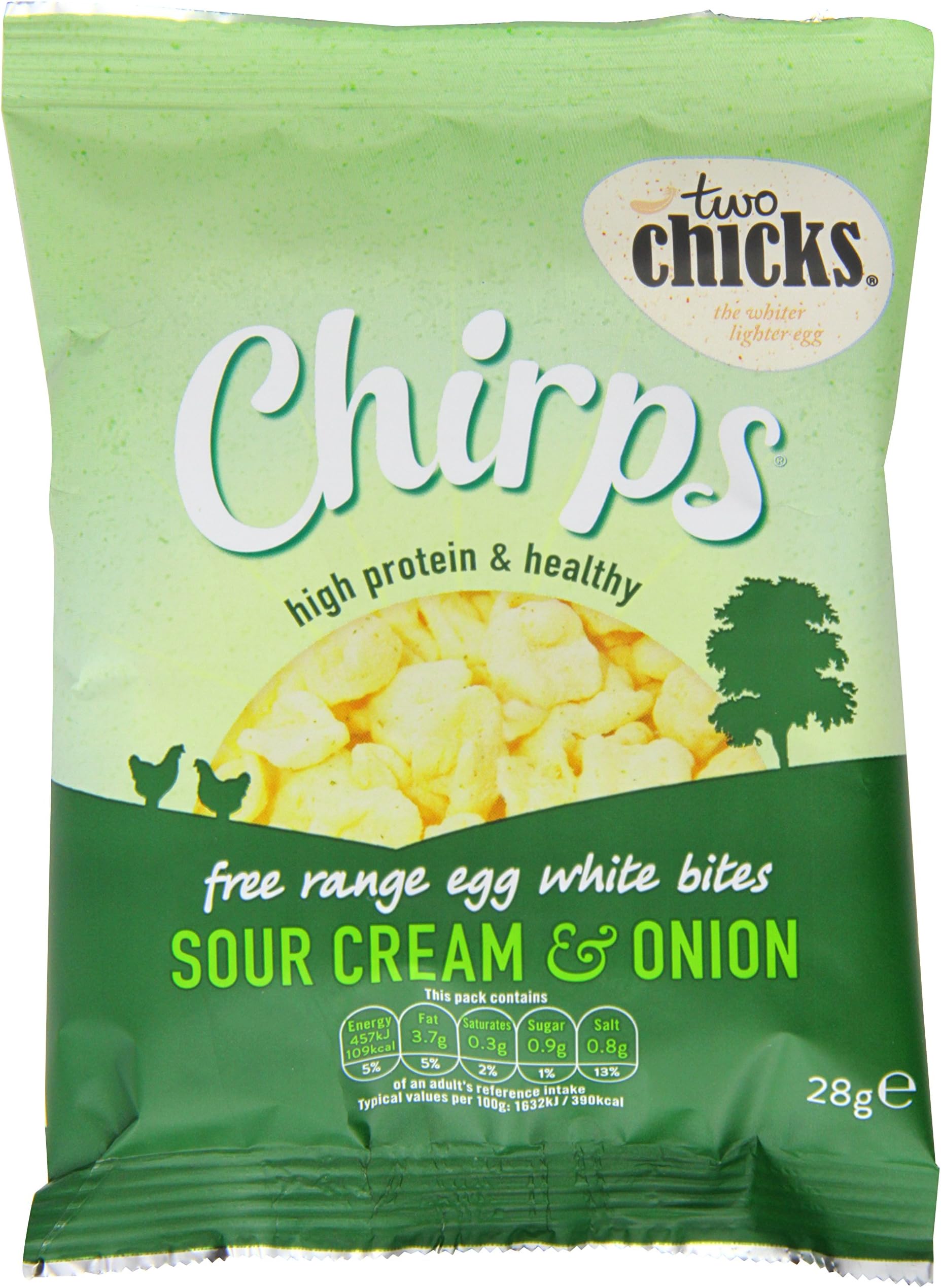 Two Chicks Chirps High Protein Egg White Bites Sour Cream and Onion Flavour 28 g (Pack of 8)