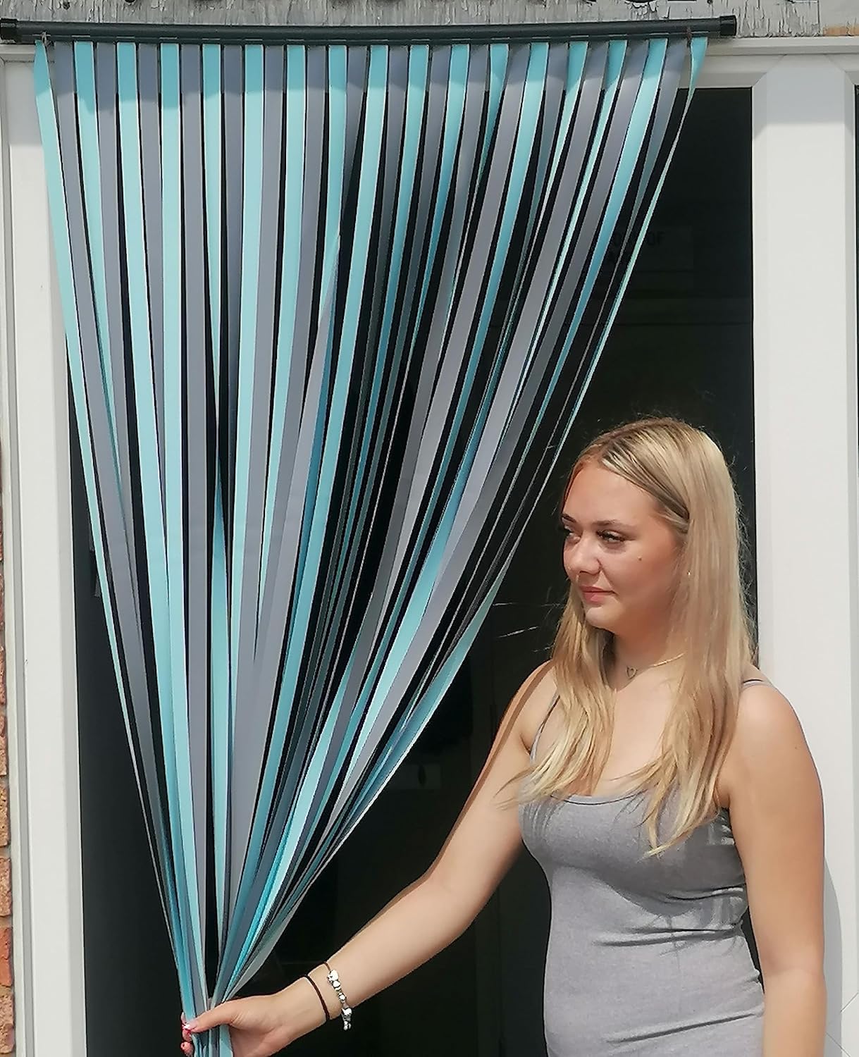 Holland Plastics Original Brand 'CARAVAN' sized Bug Fly Strip Door Blind - 62Cm Wide x 200 cm long- Perfect for Caravans and RV vehicles- 'Silver Sky'