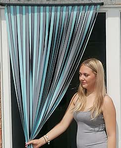 Holland Plastics Türvorhang 80x200cm - Insektenrollo Silber Streifen Made In UK
