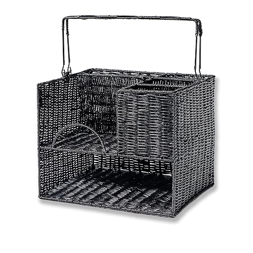 Trademark Innovations - Organizador y organizador de condimentos de mesa de ratán de 13 x 14 pulgadas (negro)