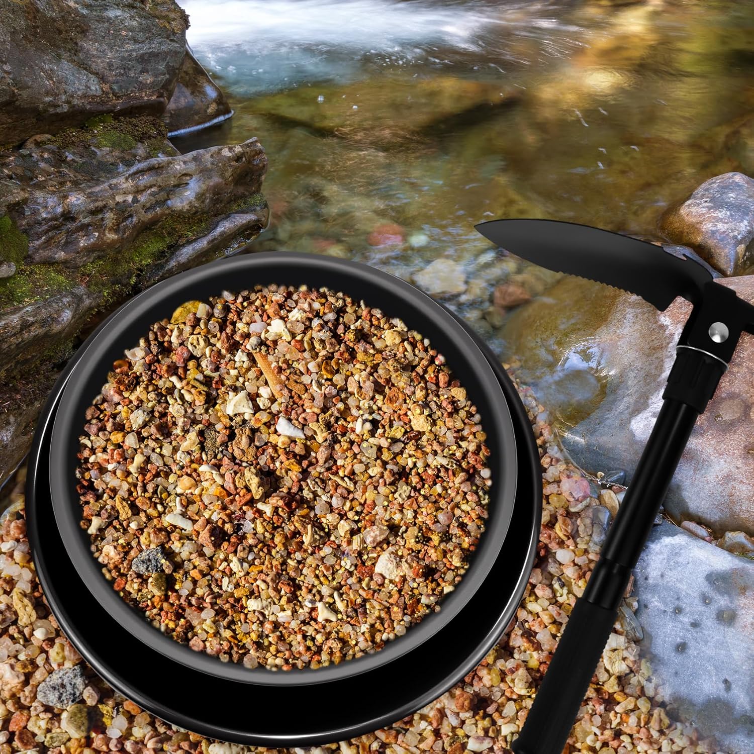 Complete Gold Panning Kit with 50" Folding Gold Sluice Box,Gold Mining Kits Include Gold Pan, Gold Classifier, Gold Prospecting Equipment,Gold Mining Accessories for Outdoor Treasure Hunting