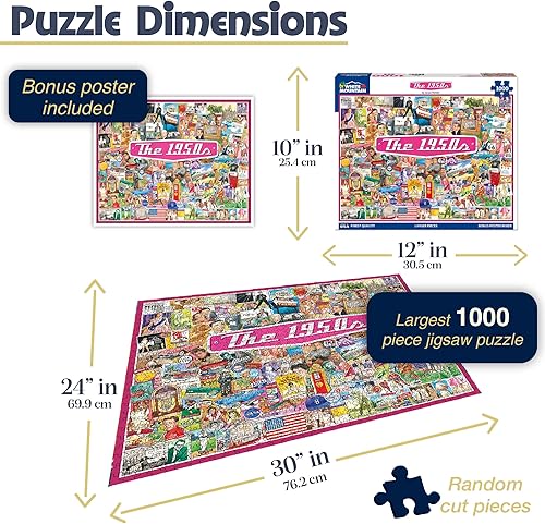 Vista 2 de White Mountain Puzzles Los años 50 - Rompecabezas de 1000 piezas