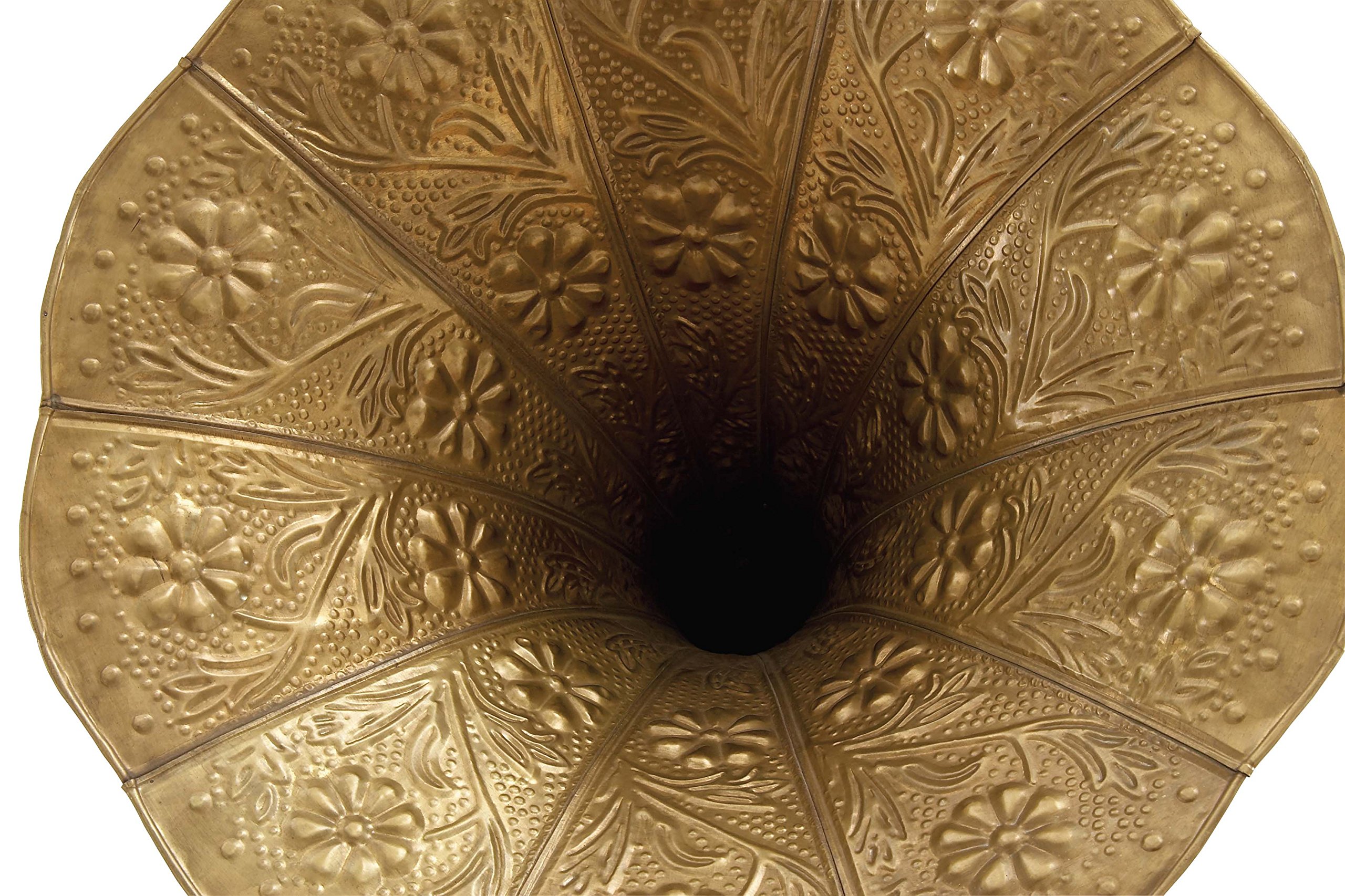 Deco 79 Vintage Wood Solid Gramophone, 18" x 16" x 28", Copper