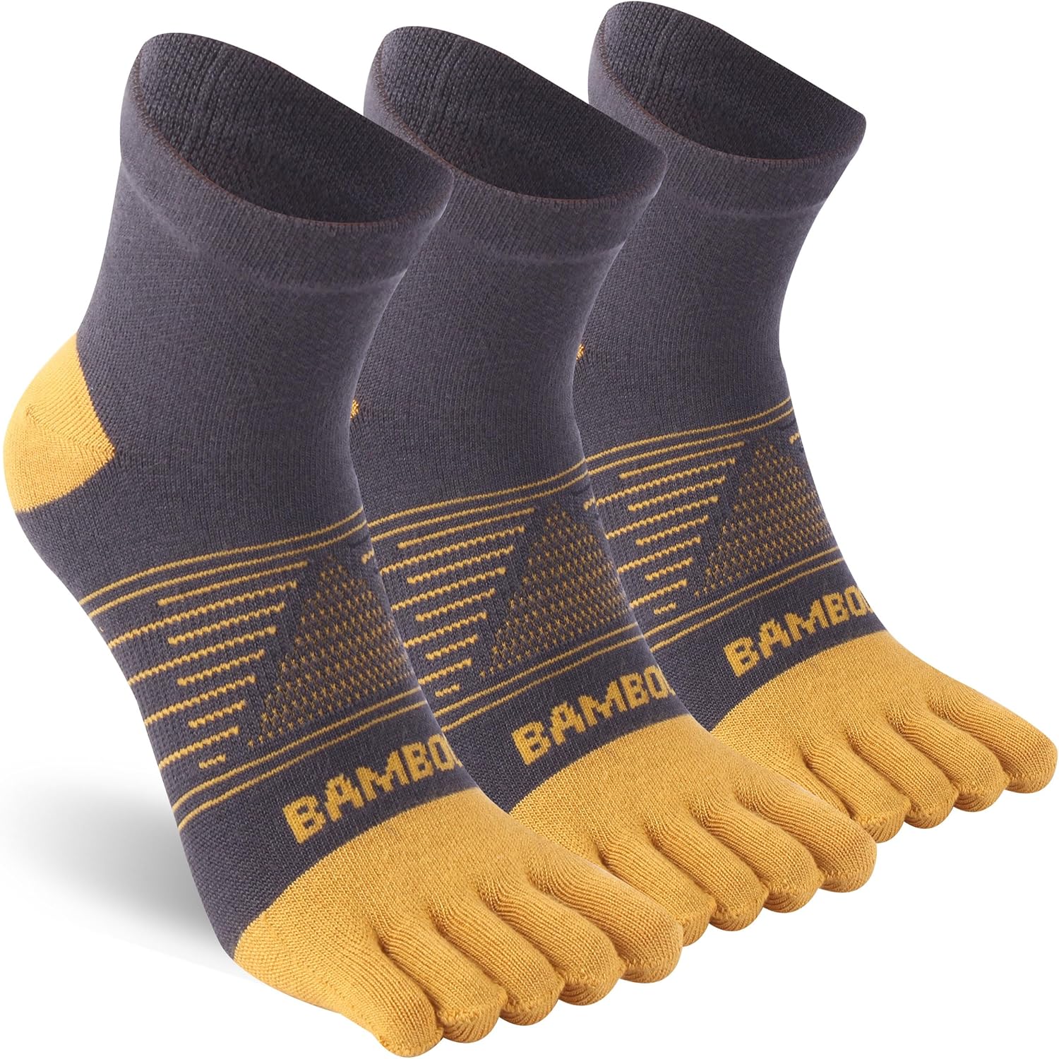 Sunew 3 Pairs Toe Socks for Men Women,Viscose Bamboo Breathable Athletic Running Five Finger Ankle/Quarter Socks