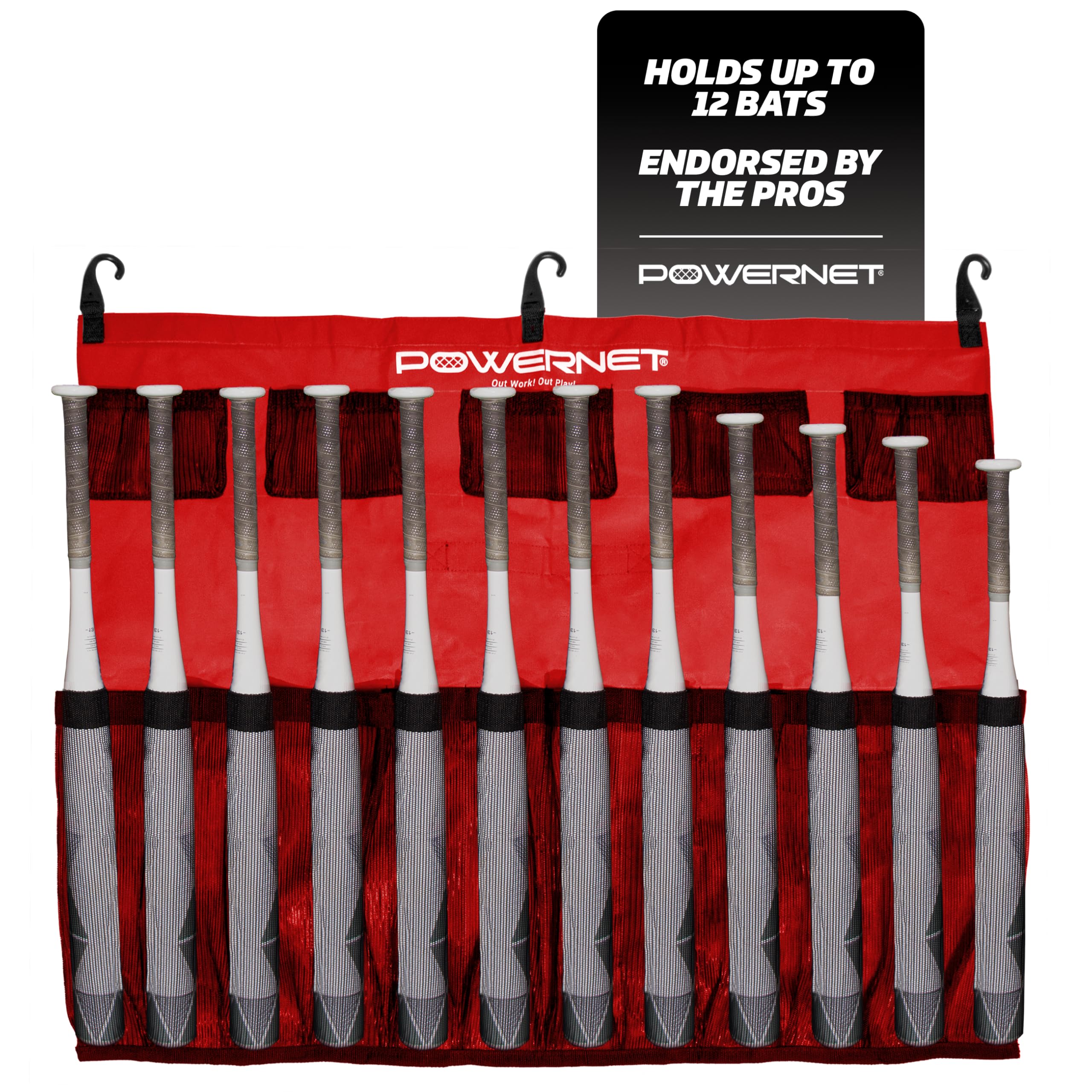Support Organisateur De Battes Softball/Baseball - Pour 12 Battes - Nylon Noir