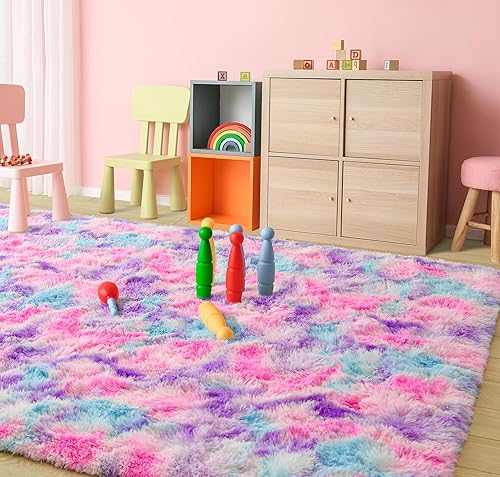 Miniatura 15 de Tepook - Alfombra súper suave y peluda para dormitorio, alfombras modernas peludas para niños para sala de estar, alfombra de felpa
