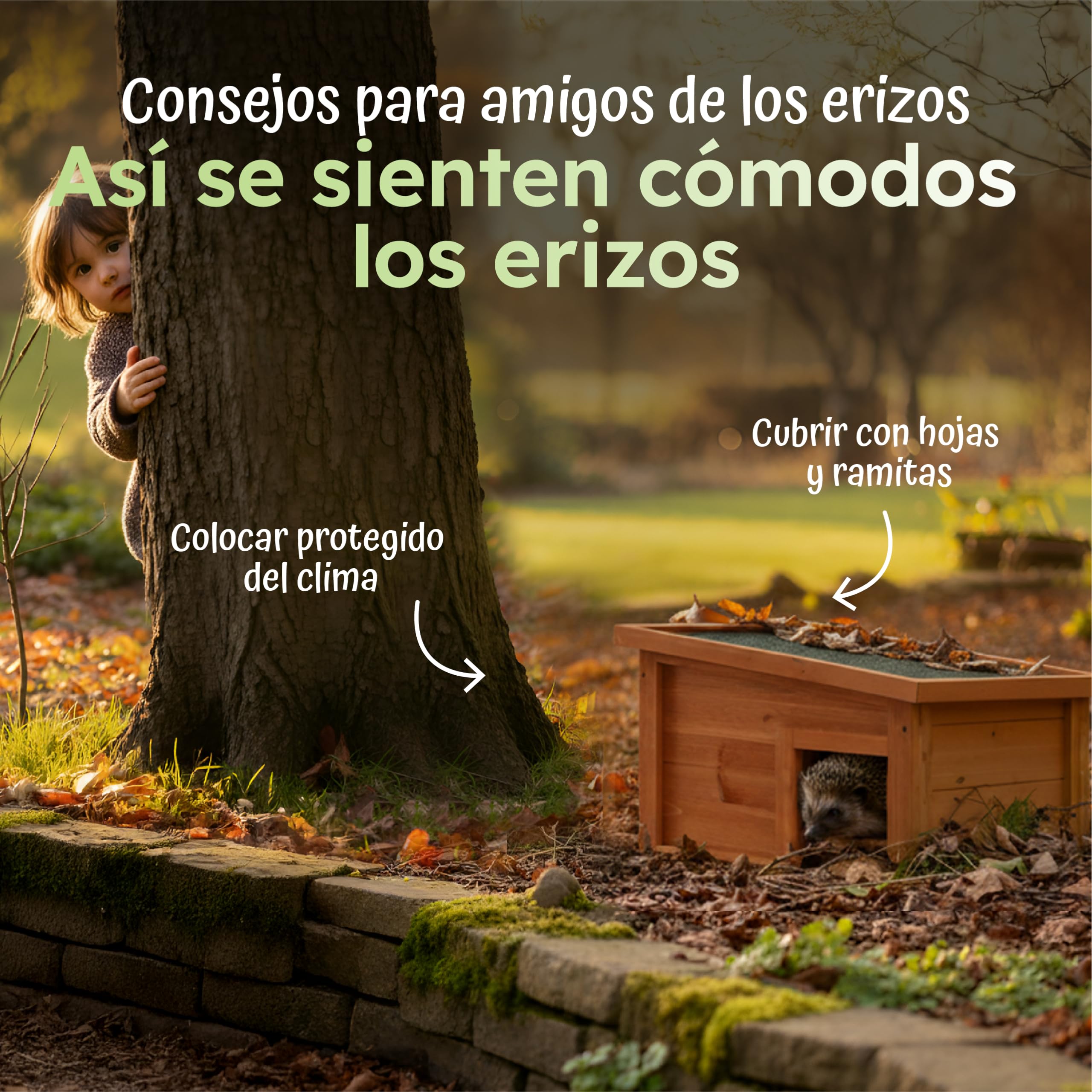 Moorland Casa de hibernación para erizos – Refugio de Invierno en Madera FSC 40×34 cm, Entrada laberíntica ventilada, Base, Techo extraíble, Resistente a la Intemperie para jardín