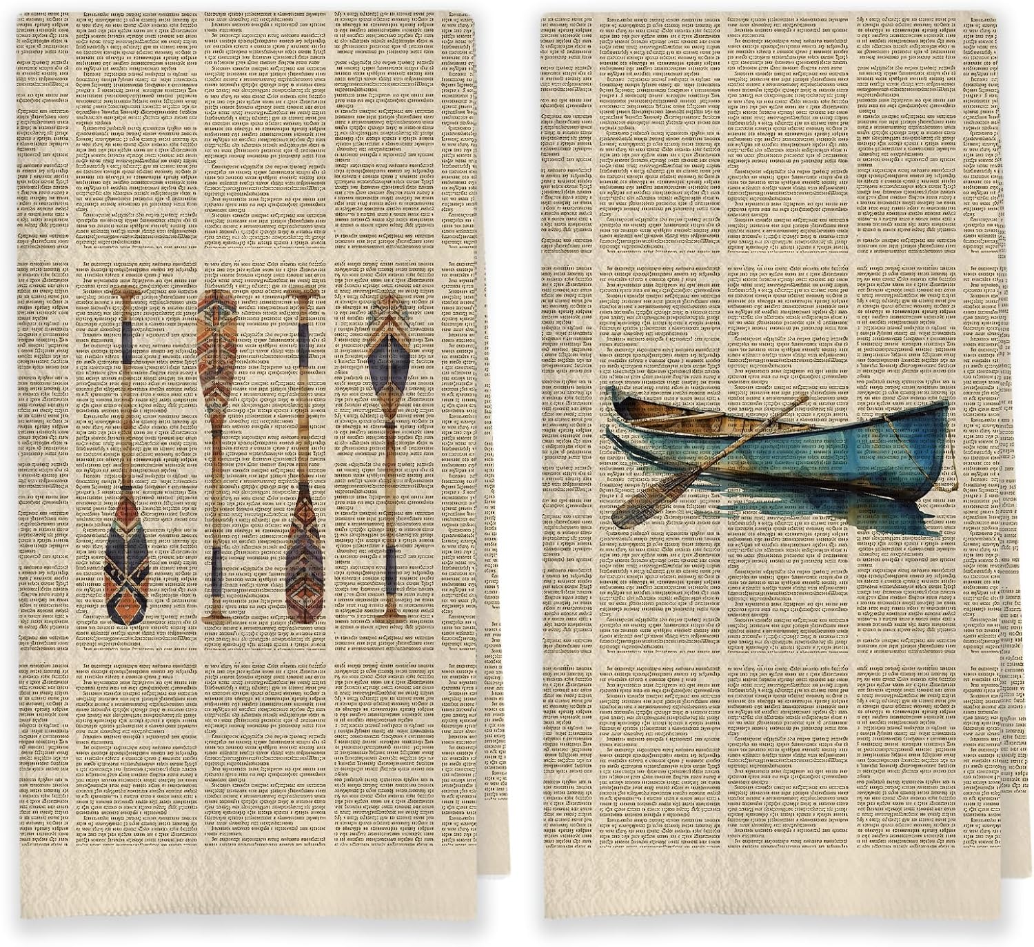 Vintage Lake Coastal Beach Kitchen Dish Towels, Lake House Life Gifts, Retro Boat Paddle Nautical Decorative Hand Tea Towels for Kitchen Bathroom, 16x24 Inch Set of 2