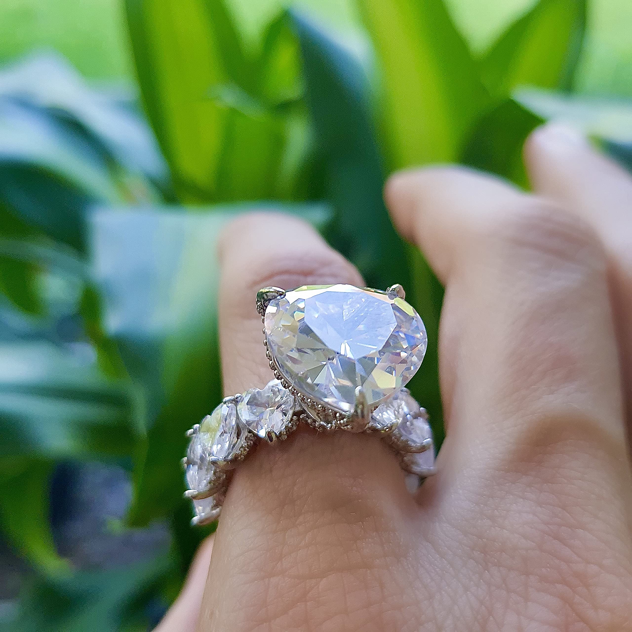 Amazon.com: Heart shaped 5K Cubic Zirconia Engagement Handmade 