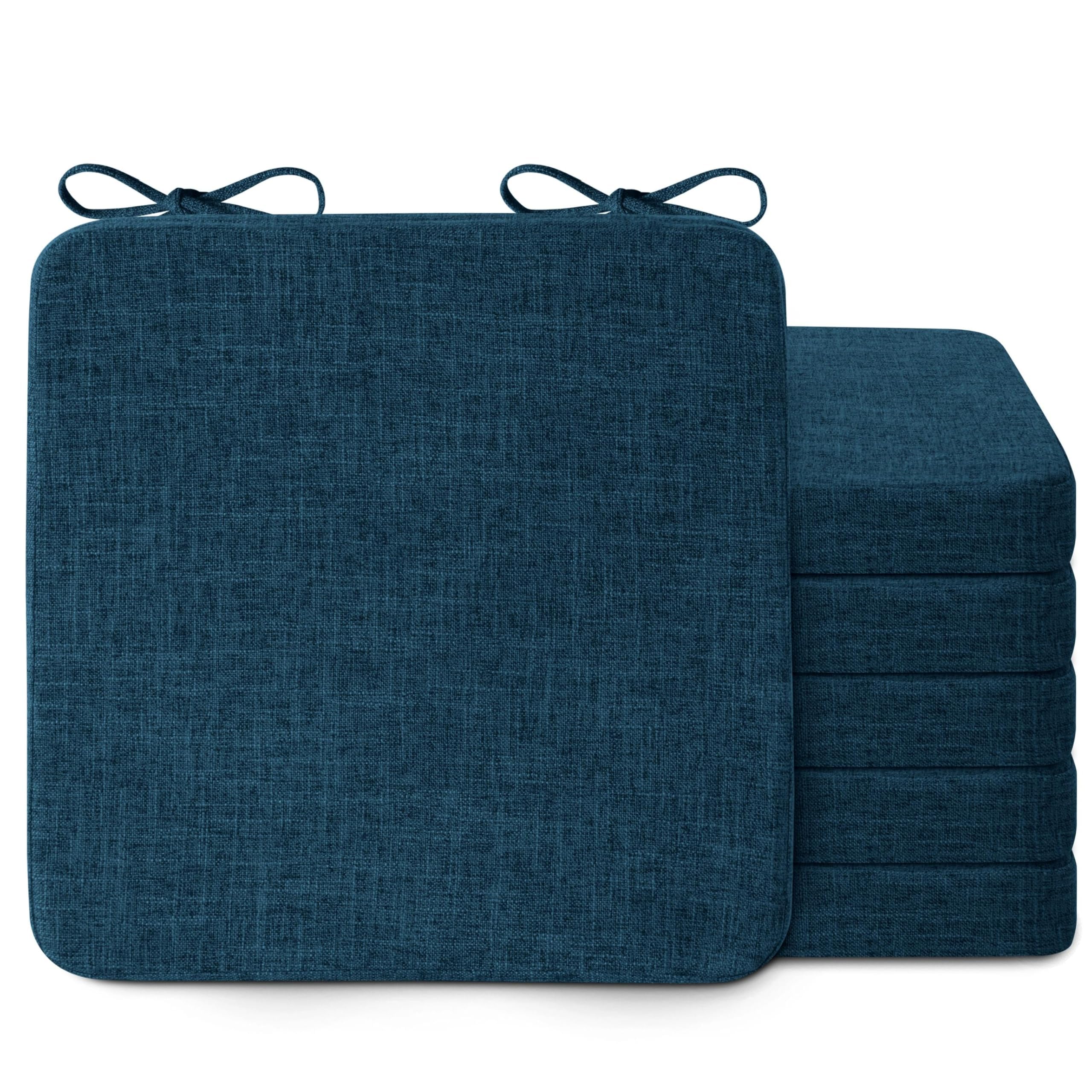 AddGrace Square Chair Cushions for Dining Chairs 16x16x2inch (6, Dark Blue)