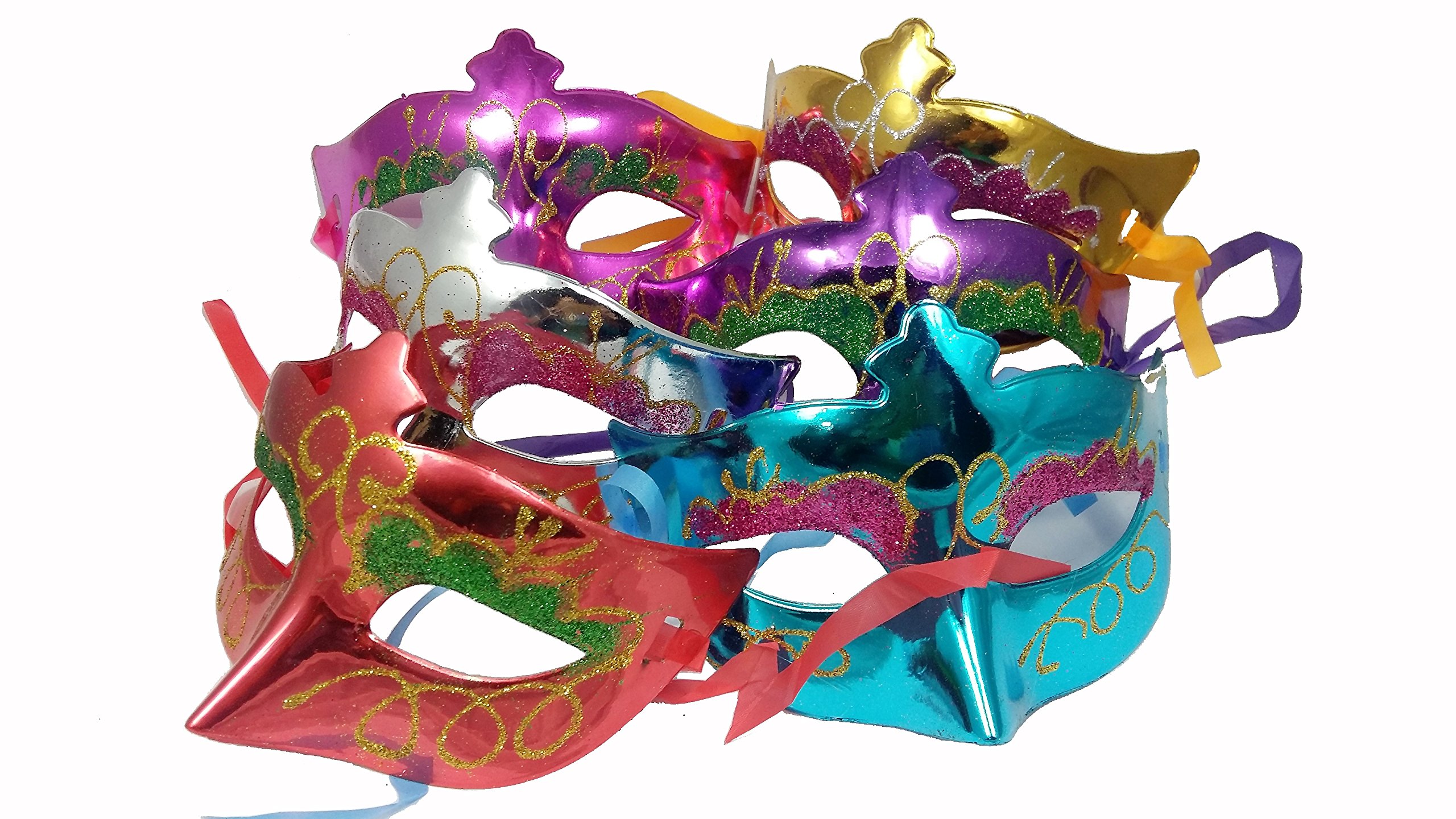 Evisha Colourful 6 pcs Super Saver Eye Mask for Halloween/Xmas Party,Birthday Party/Adult Party for Men and Women Masquerade Ball Mask Venetian Party (Pack of 6 mask) (B076YF57KP) Amazon Price History, Amazon Price Tracker