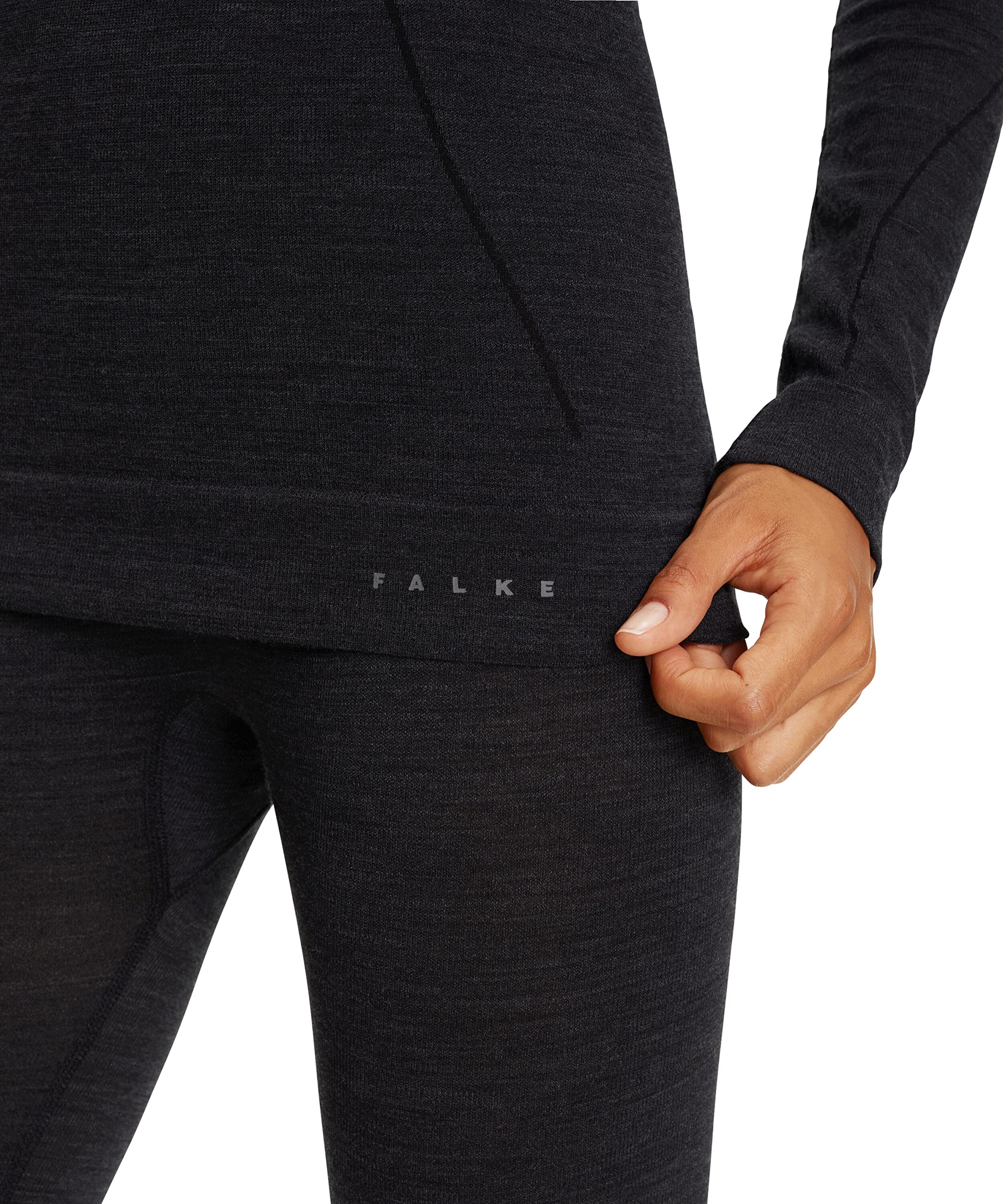FALKE Women's Wool Tech. Zipped Longsleeved Base Layer Top, Thermal Breathable Quick Dry, Black (Black 3000), S, 1 Piece