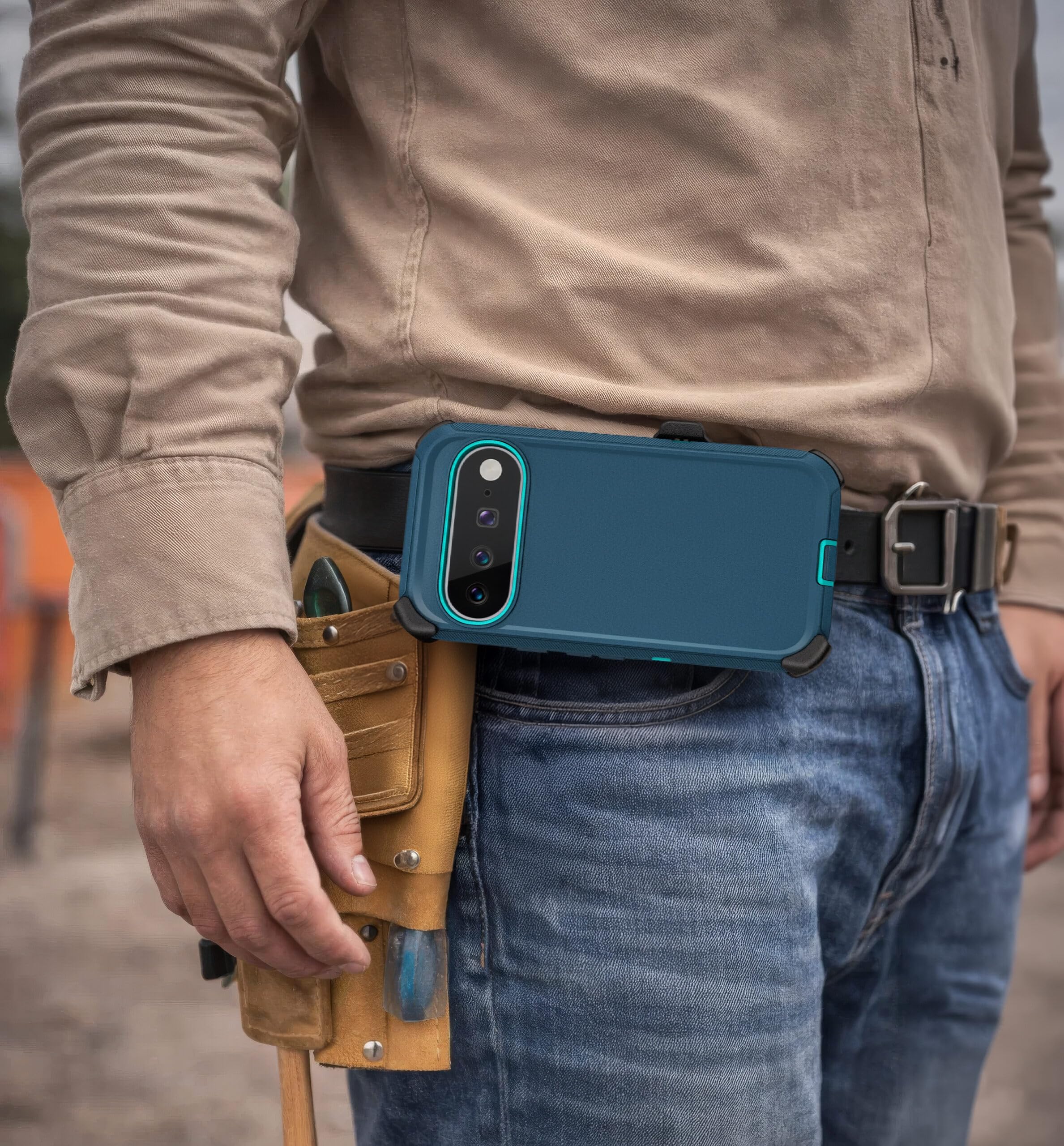 Encased Custodia magnetica per Google Pixel 11 Pro XL con clip da cintura | Protezione a doppio strato • Pellicola protettiva in vetro temperato • Compatibile con PixelSnap • Blu