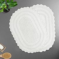 Vista 10 de TreeWool - Alfombras de baño con borde de ganchillo reversible en algodón de felpa (paquete de 2)