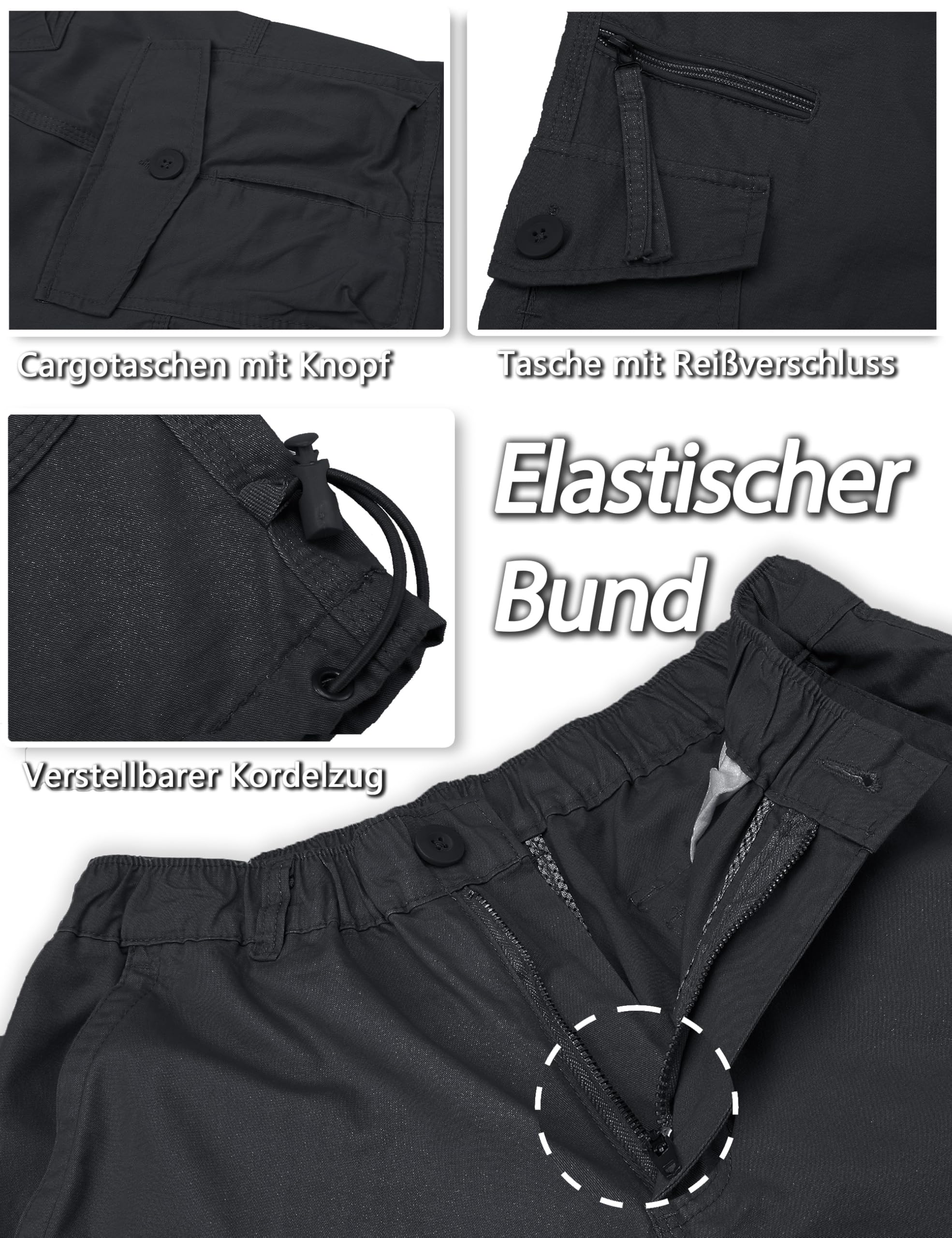 TACVASEN Herren Kurze Hosen 3/4 Cargo Shorts Baumwolle Sommer Dreiviertel Bermuda Cargohose Arbeitshosen mit Taschen