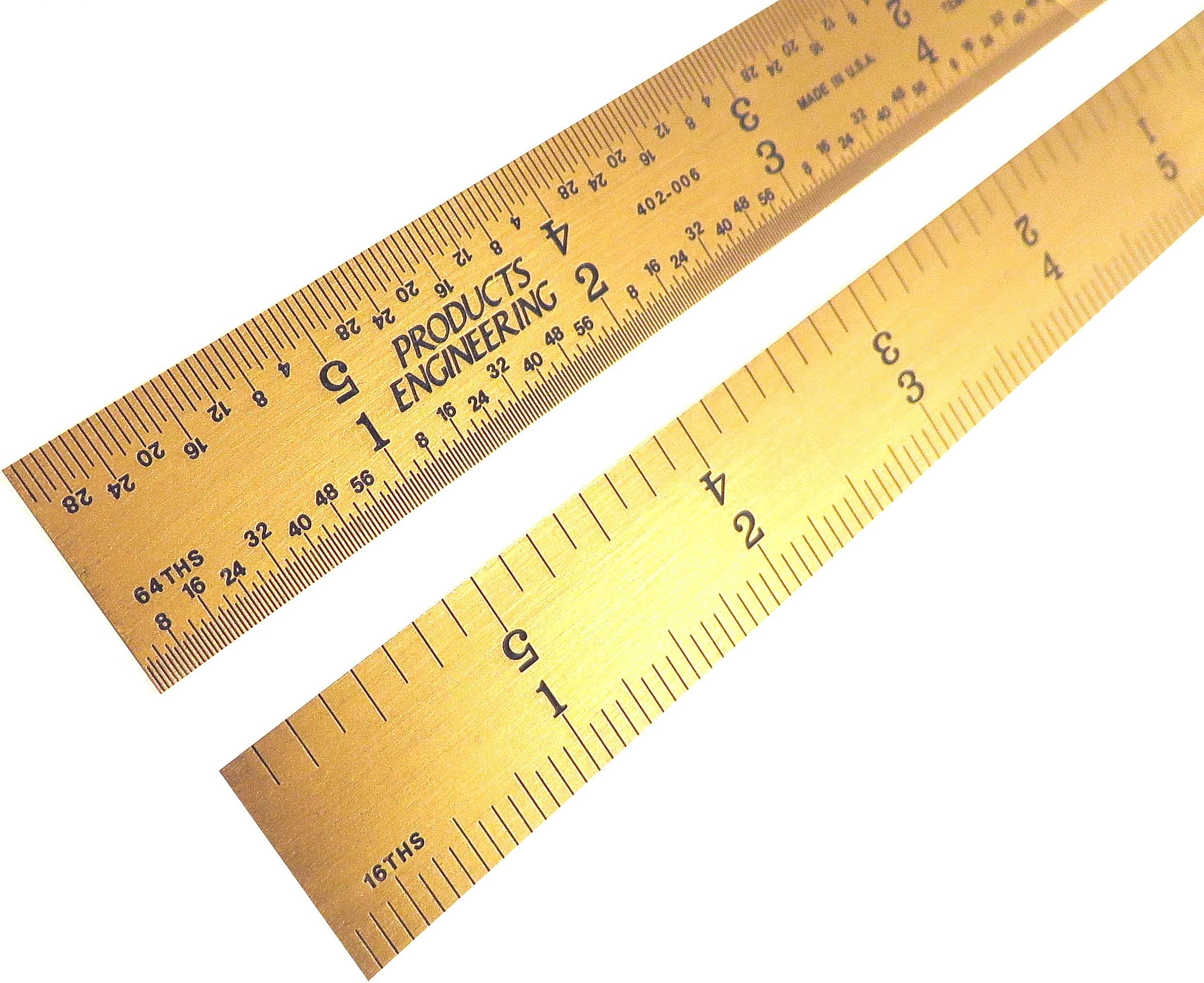 PEC Tools 402-006TN Rigid 6 Inch 4R Titanium Nitride (TiN) Coated Machinist Engineer Ruler with Markings 1/8, 1/16, 1/32 and 1/64