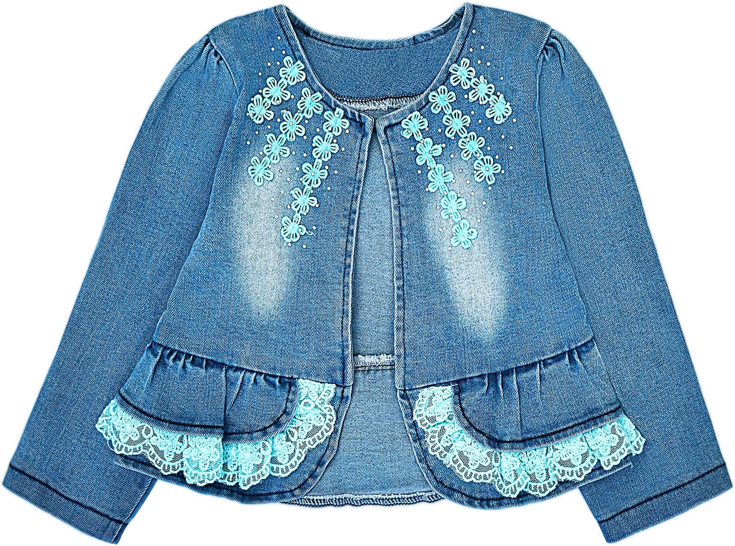 Peacolate 6M-4Years Spring Fall Baby Girls Clothing Set 3pcs Long Sleeve Dress Denim Jacket and Jeans - Image 3