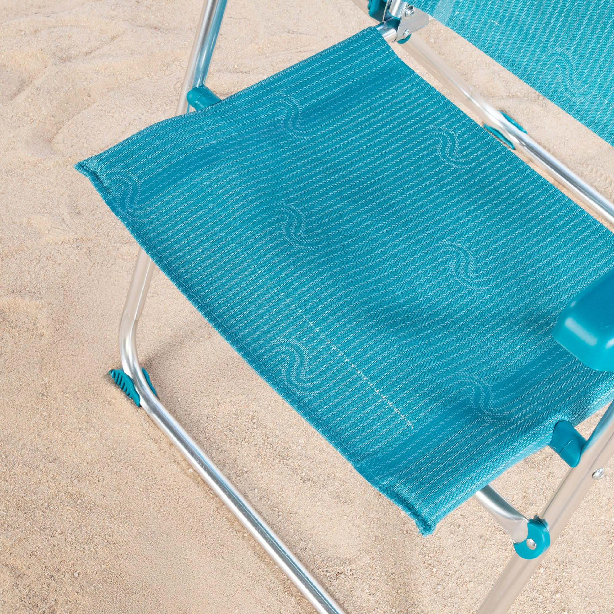 AKTIVE Silla de Playa Plegable, 5 Posiciones, Color Azul, Mide 47x62x95 cm, Soporta 110 kg, Topes antivuelco, Asas de Transporte, Sillas Respaldo reclinable (62467)