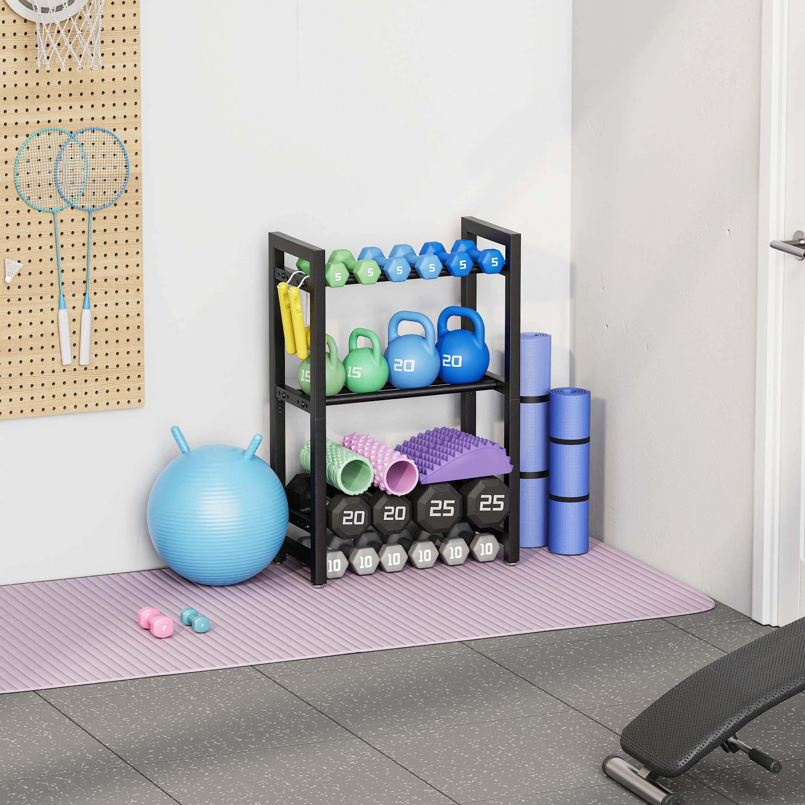 Rastrelliera per manubri regolabile, per casa, palestra, kettlebell (solo rack)