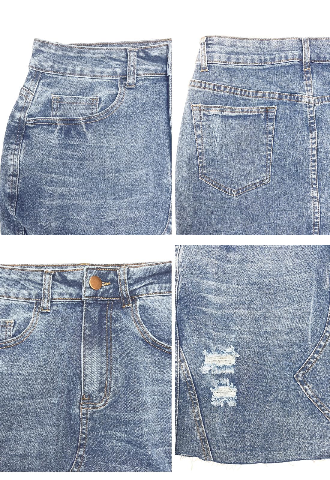 Alaster Queen Mini jupe en jean extensible taille haute avec poches pour femme