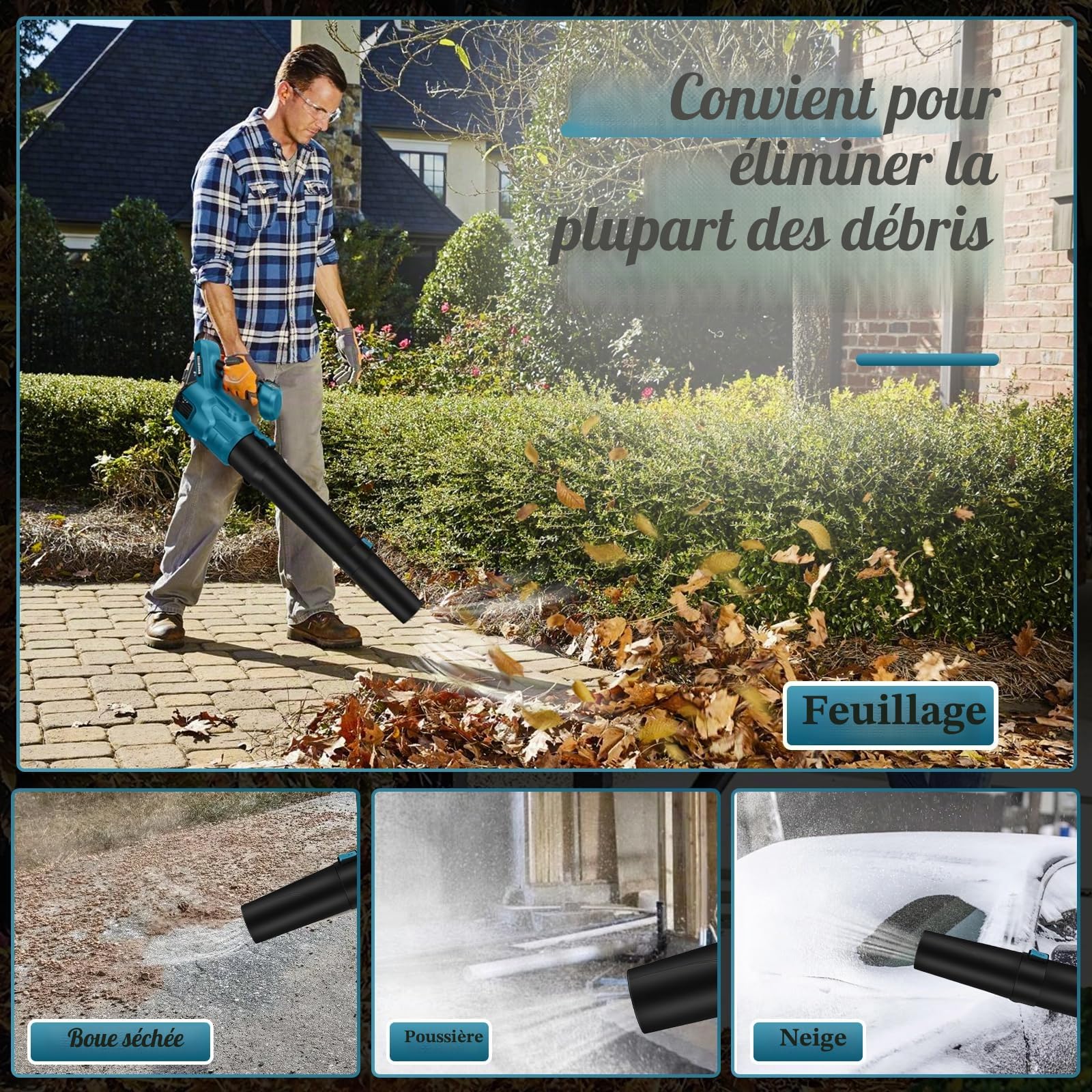 Souffleur à Feuilles sans Fil Compatible avec Makita 18 V,