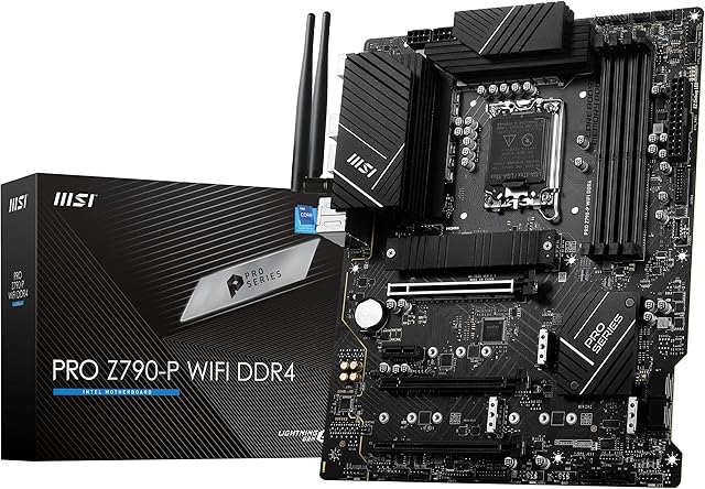 MSI PRO Z790-P WIFI DDR4 Motherboard ATX - Supports Intel Core 12/13th Gen Processors, LGA 1700, DDR4 Boost (5333+MHz/OC), 1 x PCIe 5.0 x16, 1 x PCIe 4.0 x16, 4 x M.2 Gen4, 2.5Gbps LAN, Wi-Fi 6E