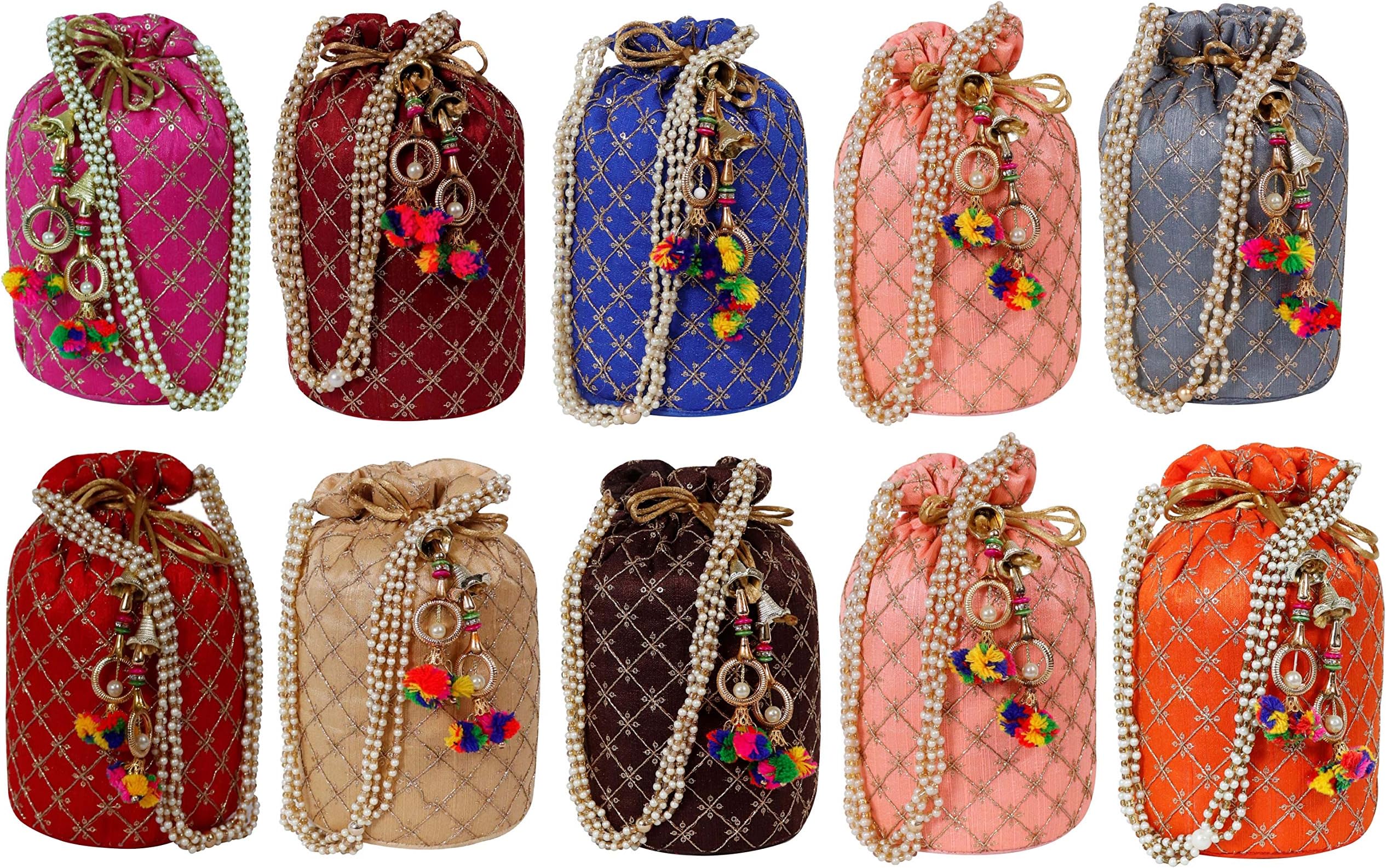 AILTINO Women Potli Bag Combo (Set Of 10), Multicolour