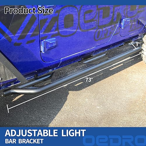 Miniatura 6 de OEDRO Estribos de 6.5 pulgadas compatibles con Jeep Wrangler JL 2018-2024 y Unlimited de 4 puertas, barras Nerf con barras laterales negras