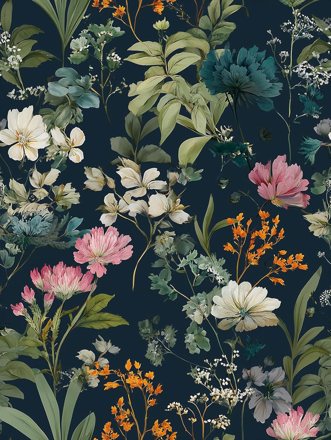 Peel and Stick Wallpaper - Soft Blue-Gray Foliage, Self-Adhesive Vinyl Removable Mural, Minimalist Elegant Botanical Wall Decor for Living Room & Bedroom, 17.7x118 Inch