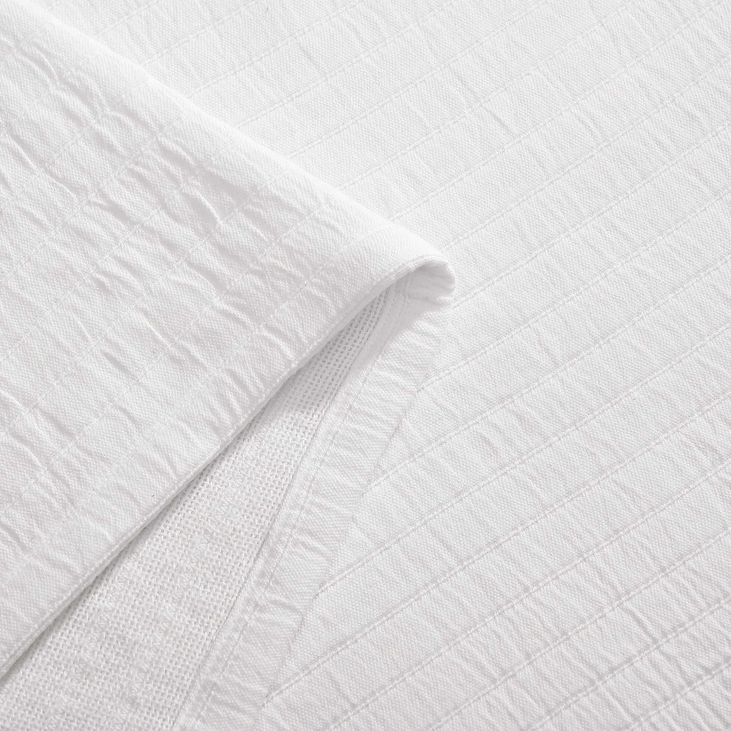 Tommy Hilfiger - Twin Cotton Blanket, Woven Channel Stitched Bedding, Medium Weight Soft Blanket, Anti-Pilling & Fade Resistant, Ideal for Layering, Oeko-TEX Certified (White)