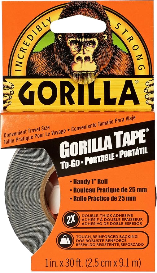 Gorilla Tape ToGo, Double Thick Adhesive, Weather Resistant Shell, Reinforced Backing, Travel