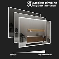 Vista 3 de CASTA DIVA Espejo LED de 48 x 32 pulgadas para baño, espejo de baño con luces sobre el fregadero, espejo iluminado sin niebla con sensor IR, espejo