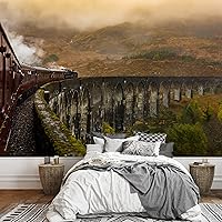 Vista 21 de SIGNWIN Adhesivo mural removible para pared, niebla y niebla, montaña, ladera, bosque, naturaleza, desierto, fotografía, realismo, paisaje