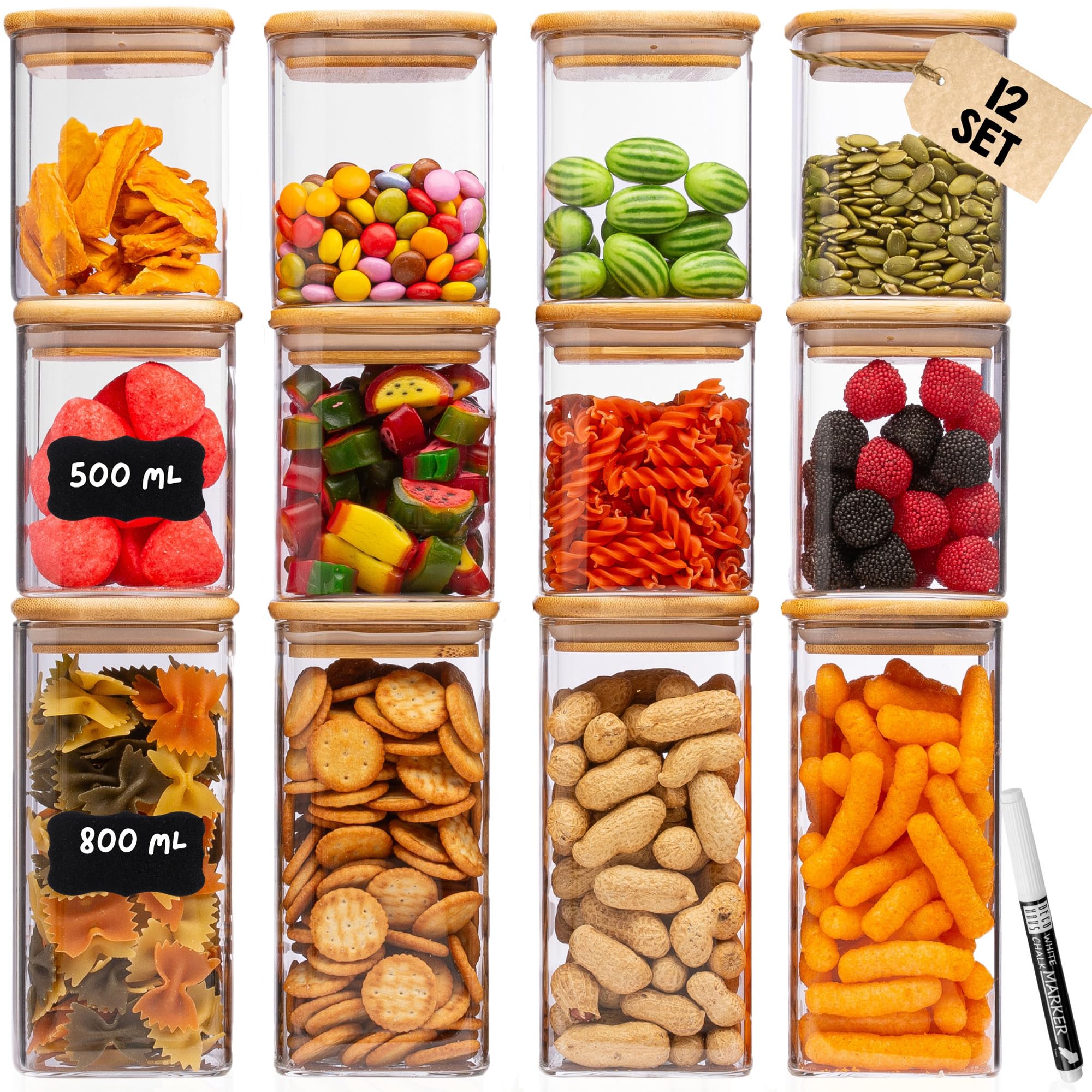 2 Barattoli Vetro Con Coperchio Bambù 1400 Ml - Ermetici Per Alimenti, Pasta, Caffè, Legumi - Foto 5