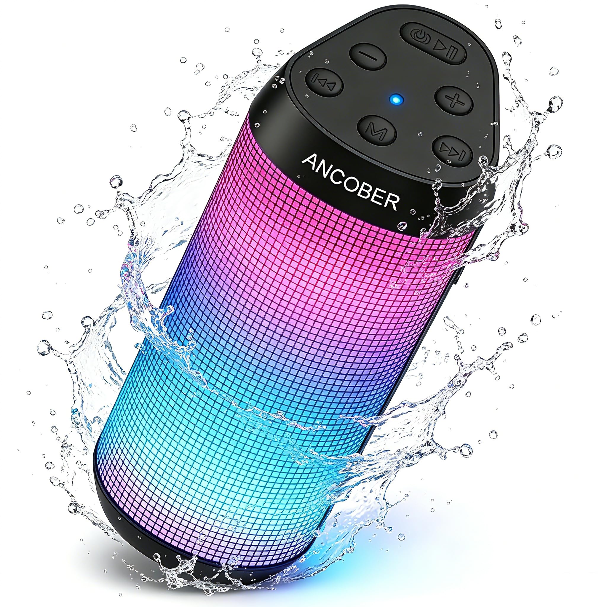 Altoparlante Bluetooth, altoparlante wireless portatile con suono forte stereo HD, luci LED RGB, tempo di riproduzione 36 ore, accoppiamento surround TWS, impermeabile IPX4, BT5.3 con AUX, per esterni