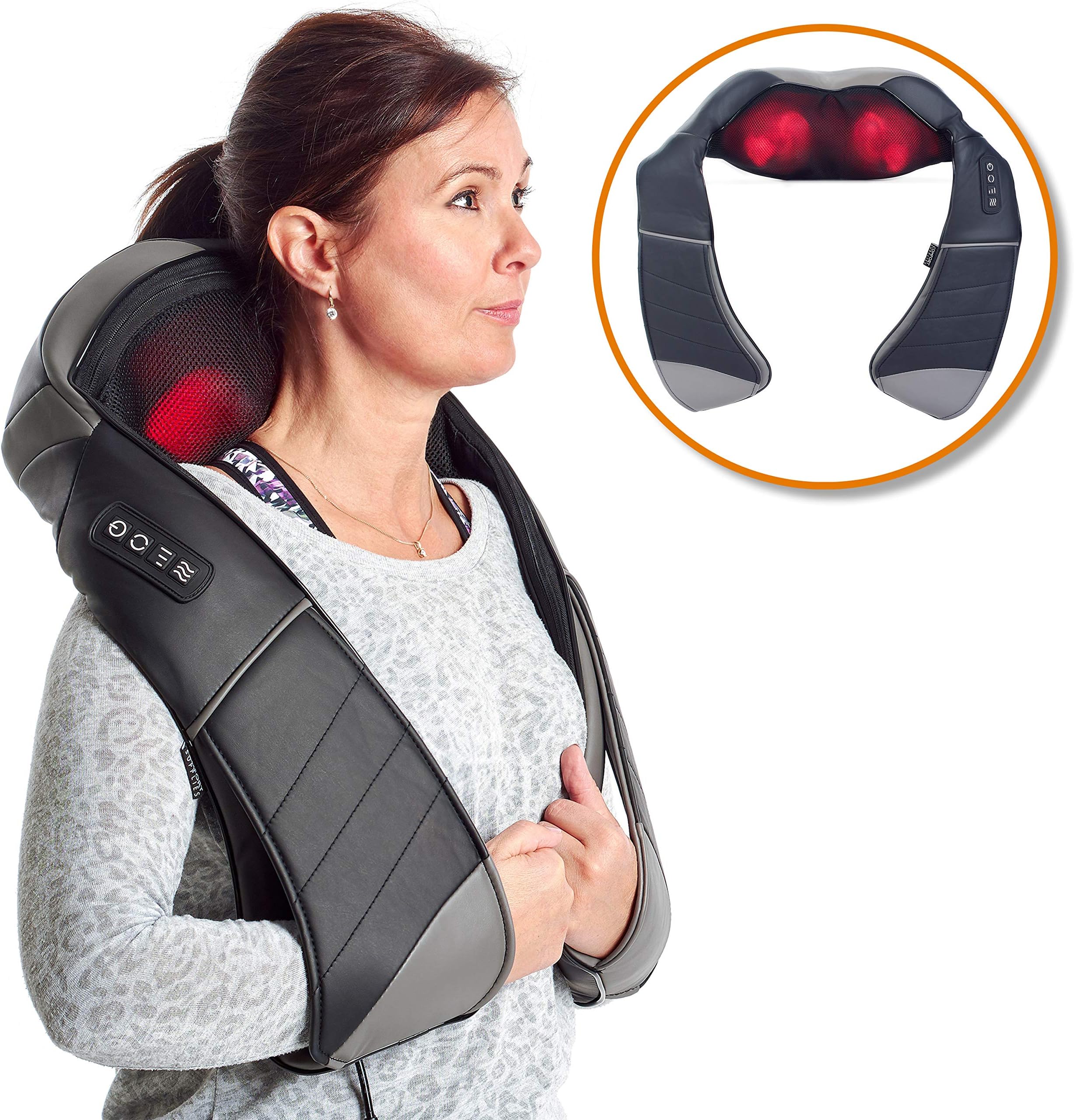 Comfort Supplies® Shiatsu Massager for Neck, Back, Shoulder, Foot Massage Therapy - Deep Tissue Kneading for Muscle Pain Relief – Handheld Portable Electric Trigger Point Machine - Home, Office, Car