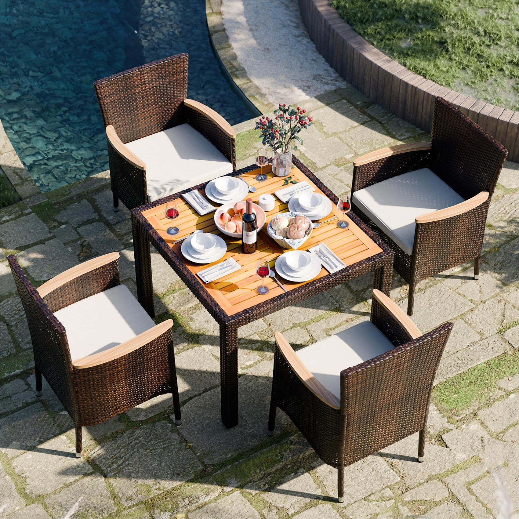 YEEFY 5 Piece Outdoor Table and Chairs Outdoor Patio