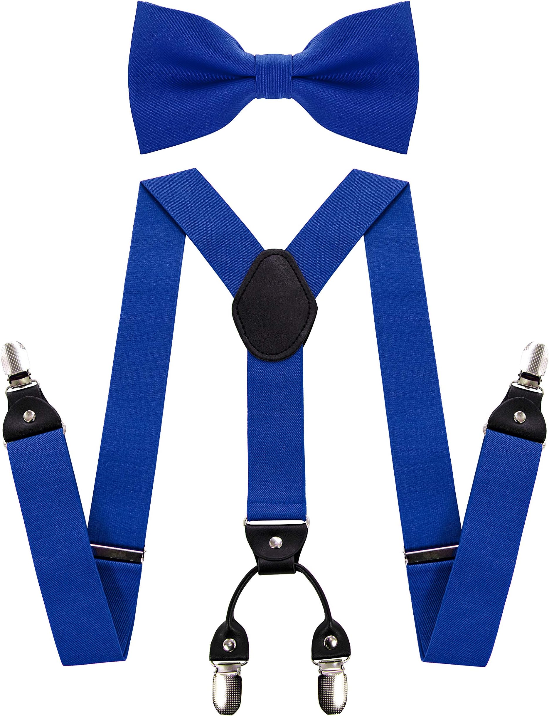 Solid Color Suspender and Silk Bow Tie Sets for Men