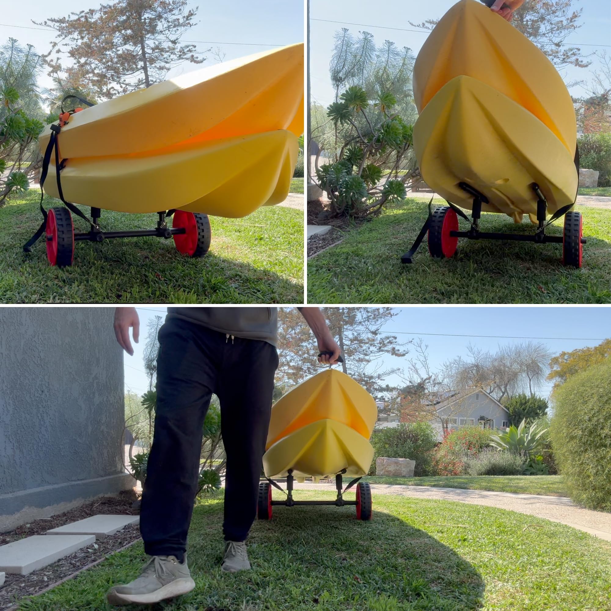 Carrello per canoa 3 in 1, multifunzione, regolabile, per kayak, paddle e piccole imbarcazioni